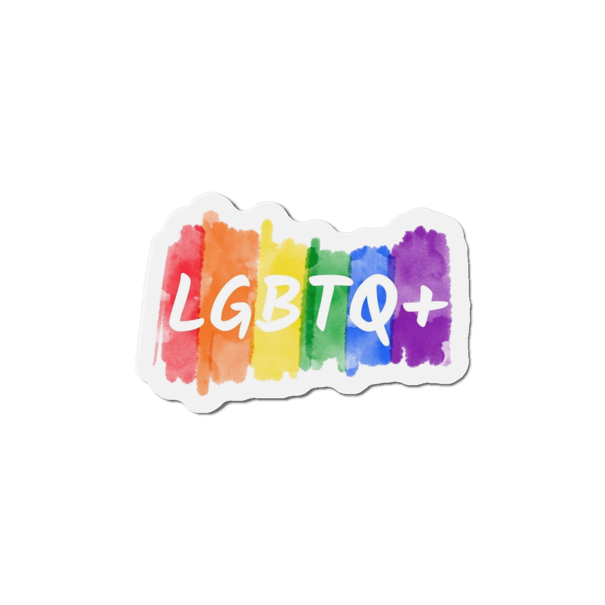 Lgbtq Logo Lettering Text Vector Rainbow Watercolor Paint Textured Colorful Stripes Die Cut Magnets - Image 7