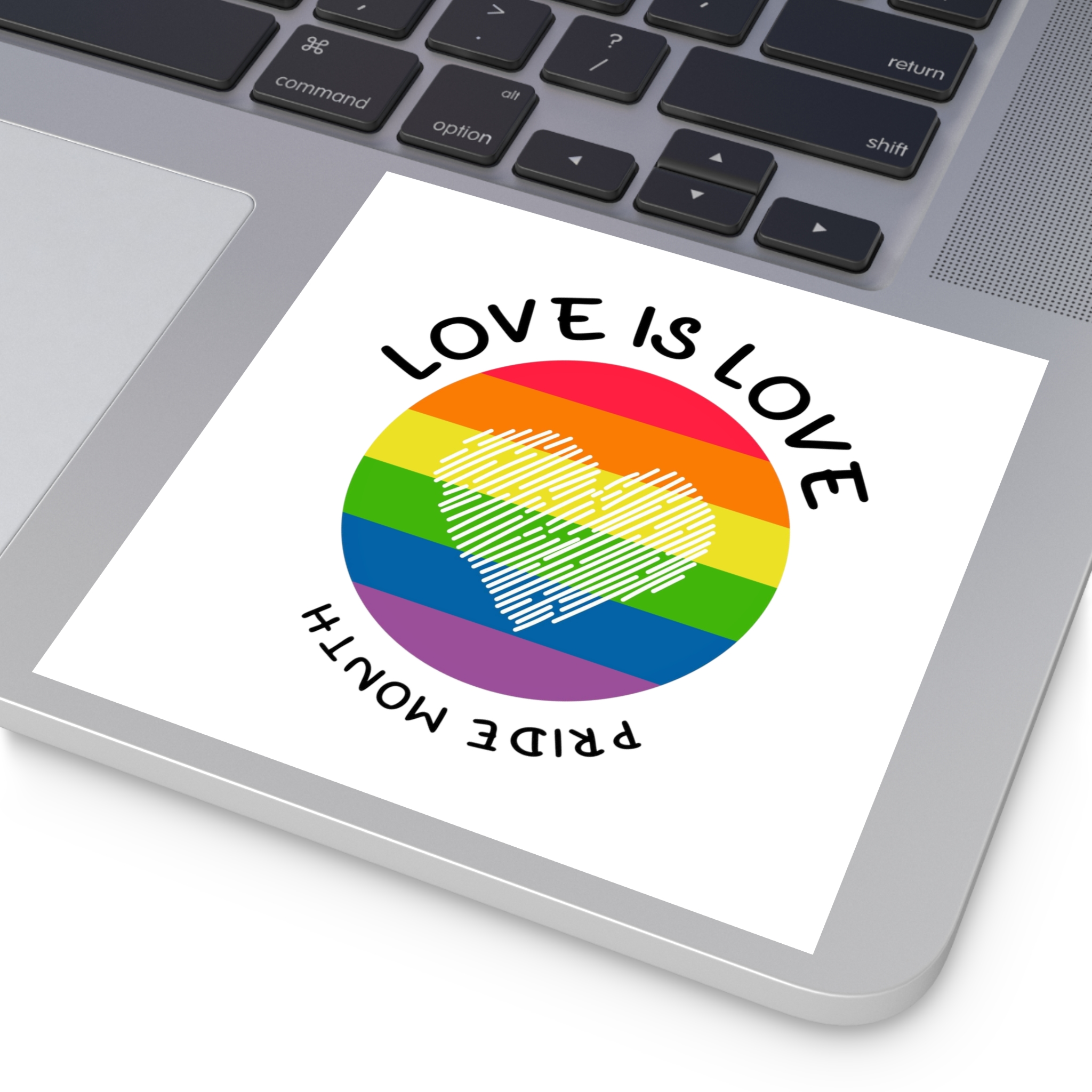 Lgbt Pride Month Love Is Love Lgbtq Symbol With Lgbt Pride Round Rainbow Flag With Heart Gay Pride Laminate Stickers Square - Image 75