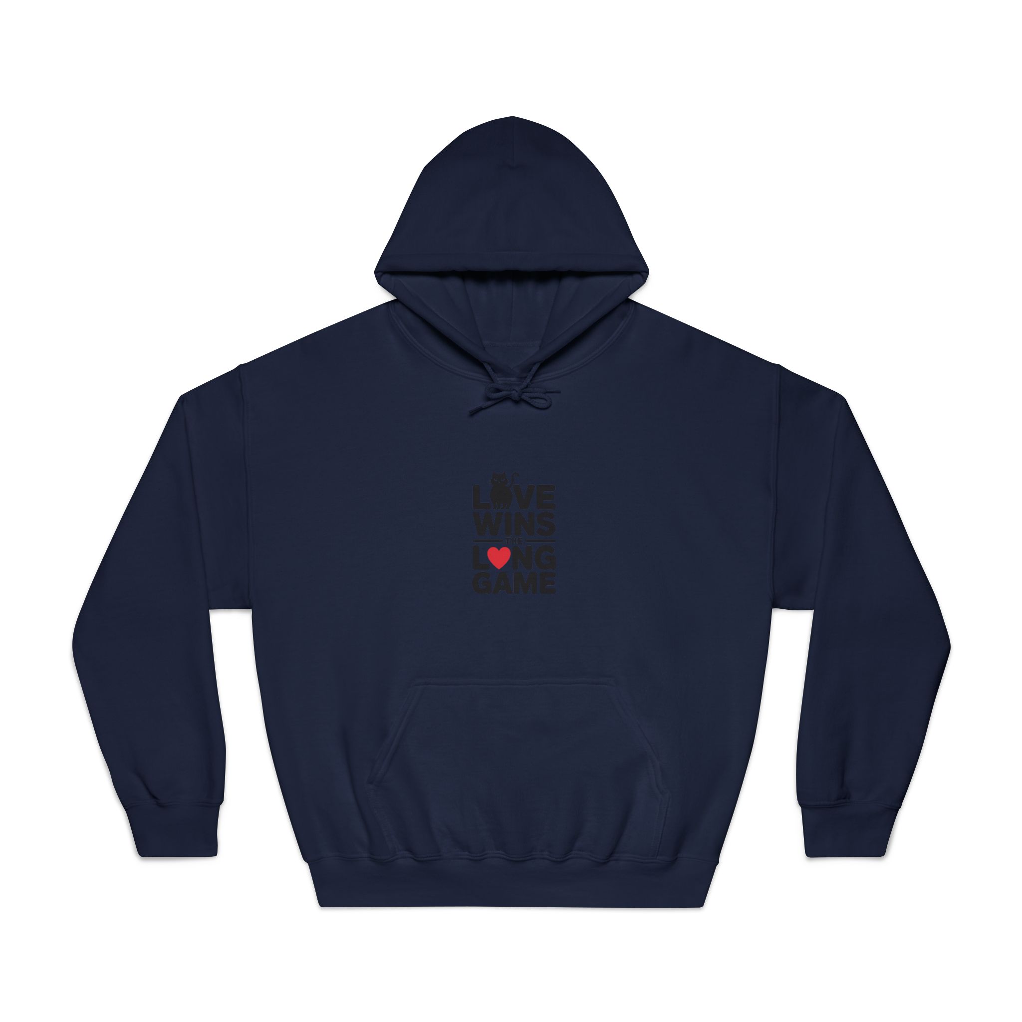 Love Wins Long Game With Black Cat Heart Illustration Unisex Dryblend Hooded Sweatshirt - Image 29