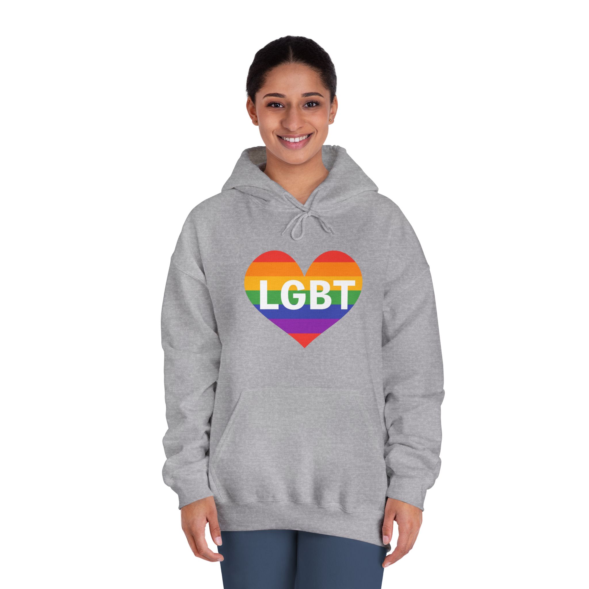 Lgbt Rainbow Colors Heart Mark Lgbt Letters Unisex Dryblend Hooded Sweatshirt - Image 16
