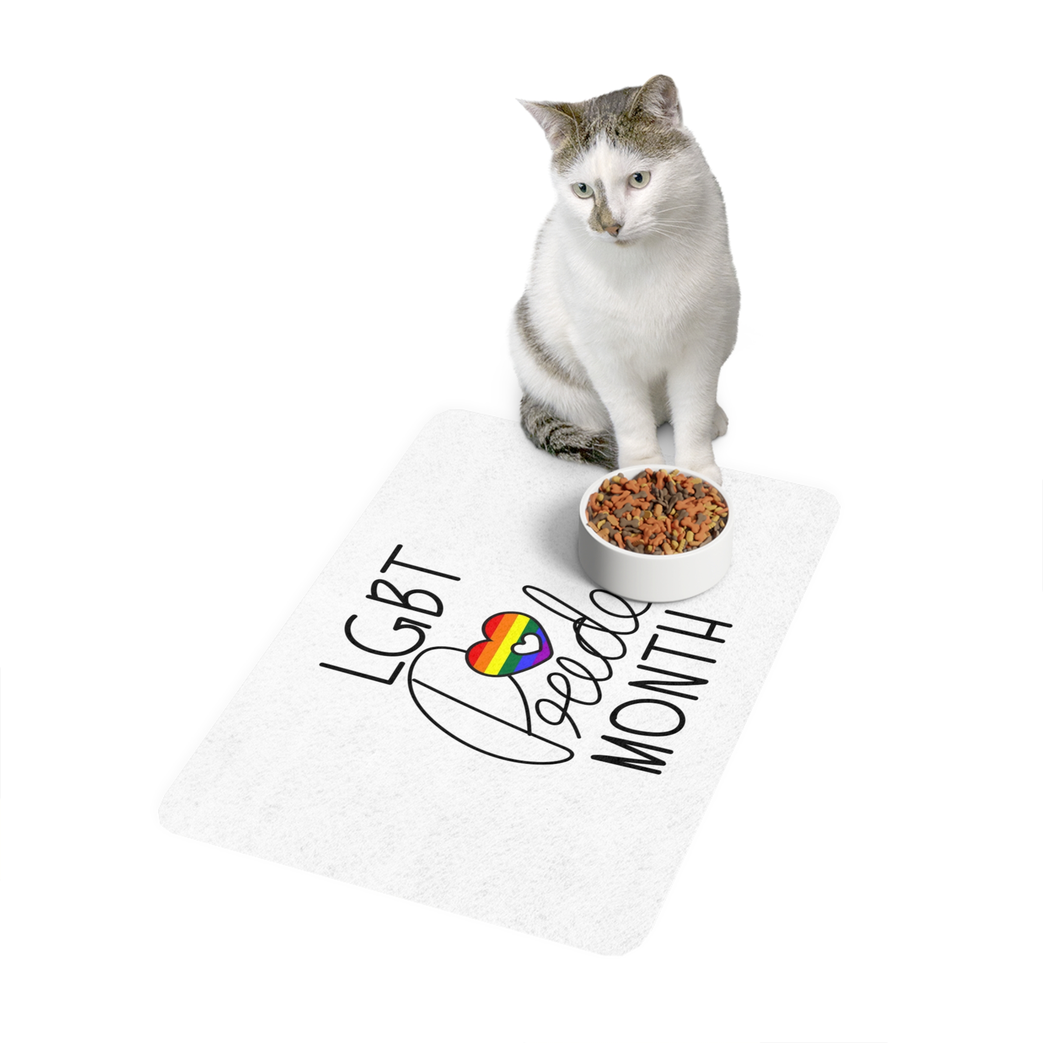 Vector Illustration Lgbt Pride Month Hand Written Calligraphy Transparent Background Pet Food Mat 12x18 - Image 3