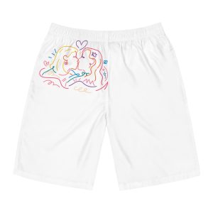 Lesbian Couple Kissing Clipart Gay Marriage Illustration Vector Mens Board Shorts Aop