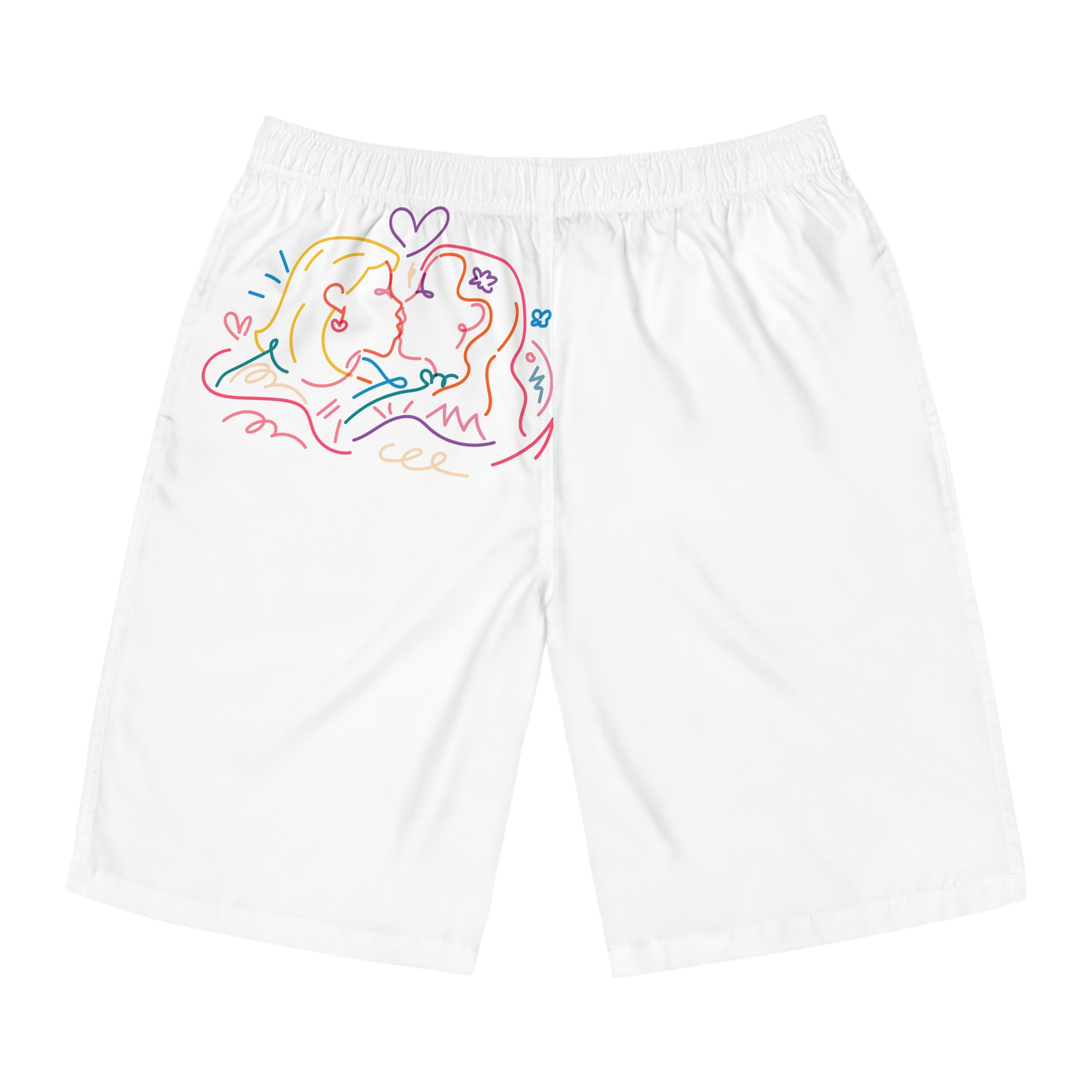 Lesbian Couple Kissing Clipart Gay Marriage Illustration Vector Mens Board Shorts Aop