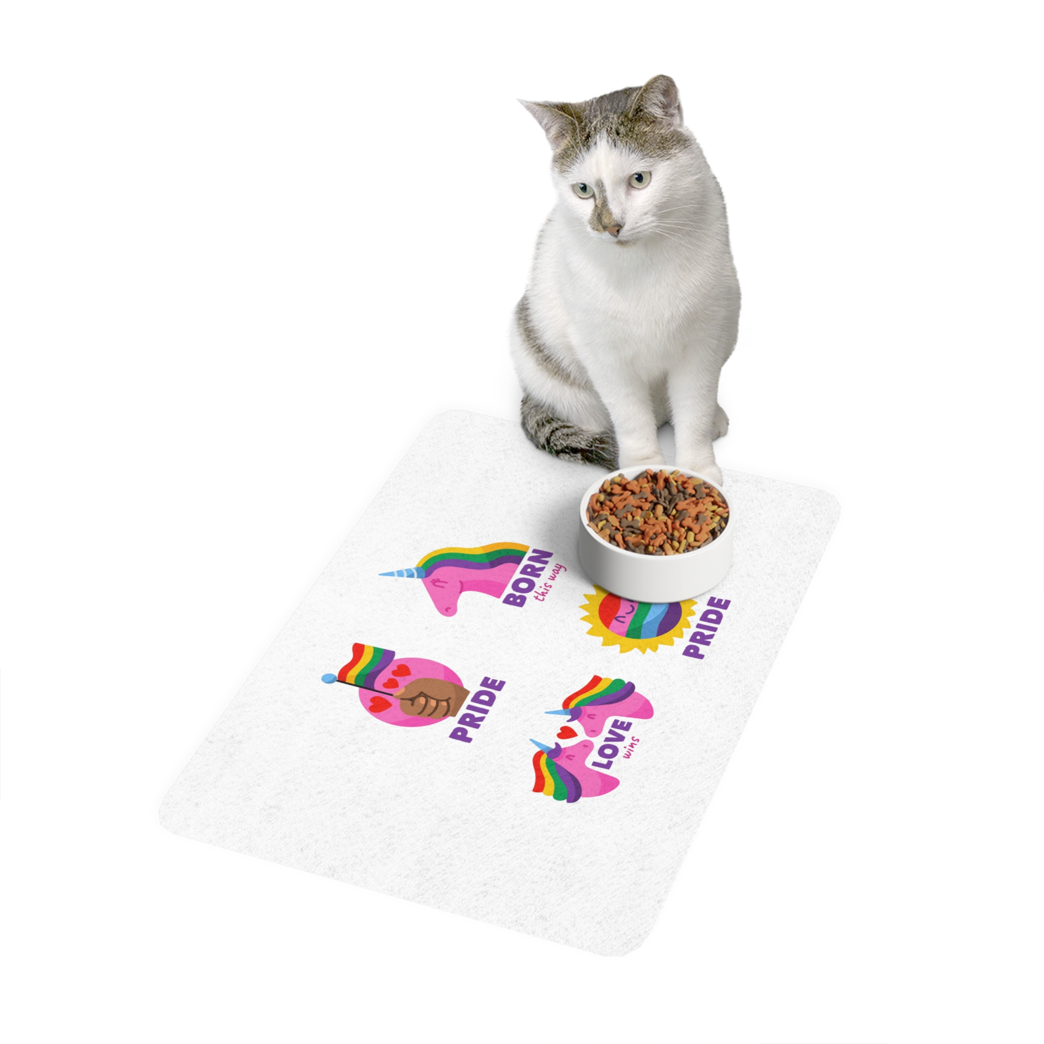 Illustrations Pride Day Badges Set Pet Food Mat 12x18 - Image 3
