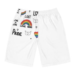 Lgbtq Pride Seamless Illustration Rainbow Hearts Love Symbols Mens Board Shorts Aop
