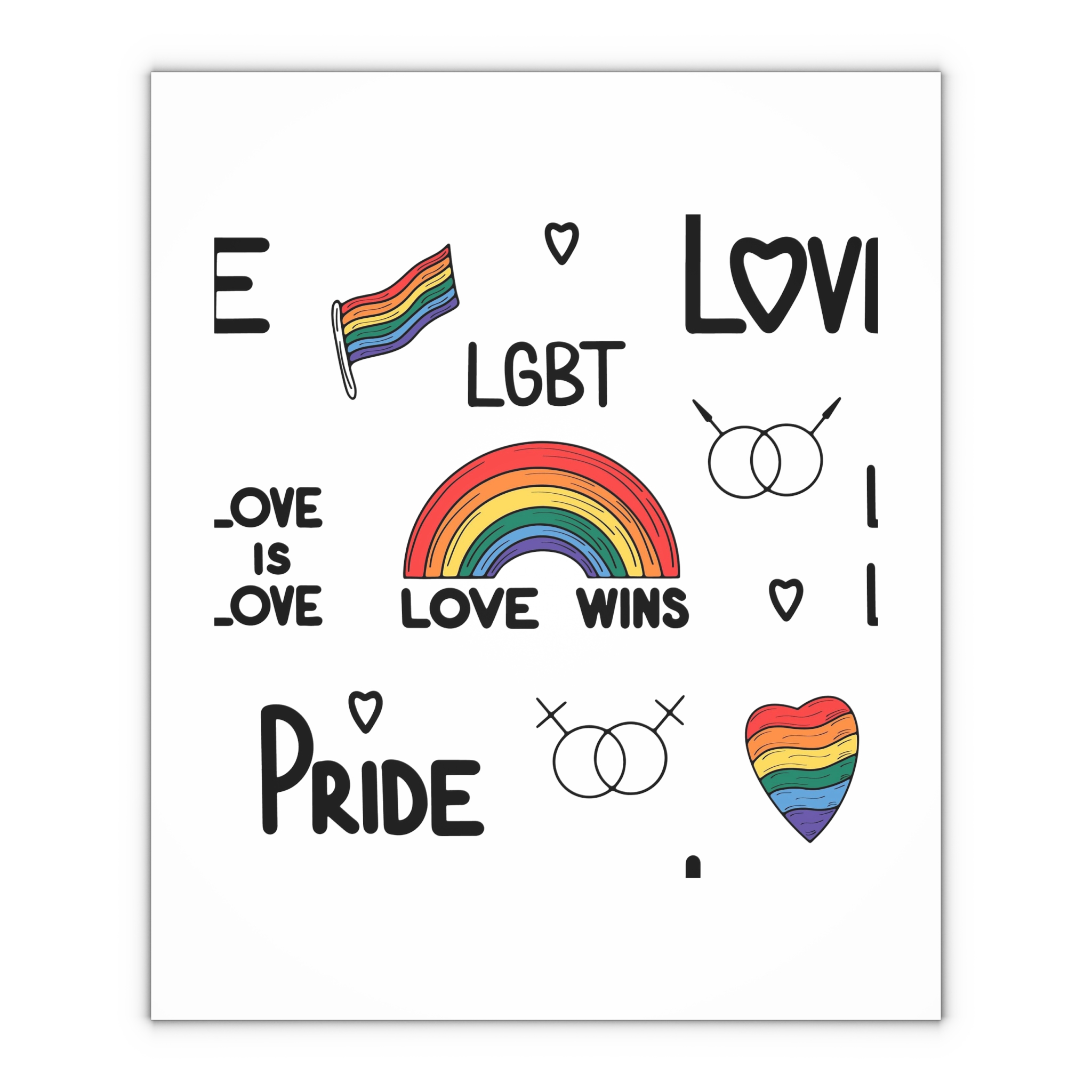 Lgbtq Pride Seamless Illustration Rainbow Hearts Love Symbols Gift Wrapping Paper Sheets 1pc - Image 4