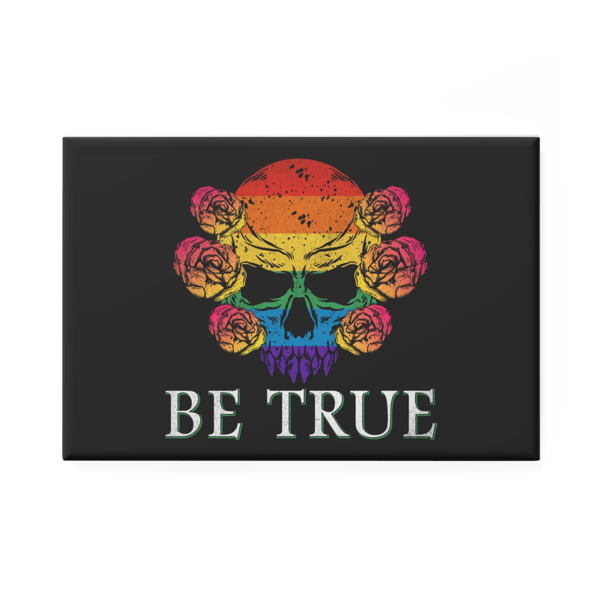 Skull Pride Rainbow Vintage Vector Premium T Shirt(1) Button Magnet Rectangle 1 And 10 Pcs