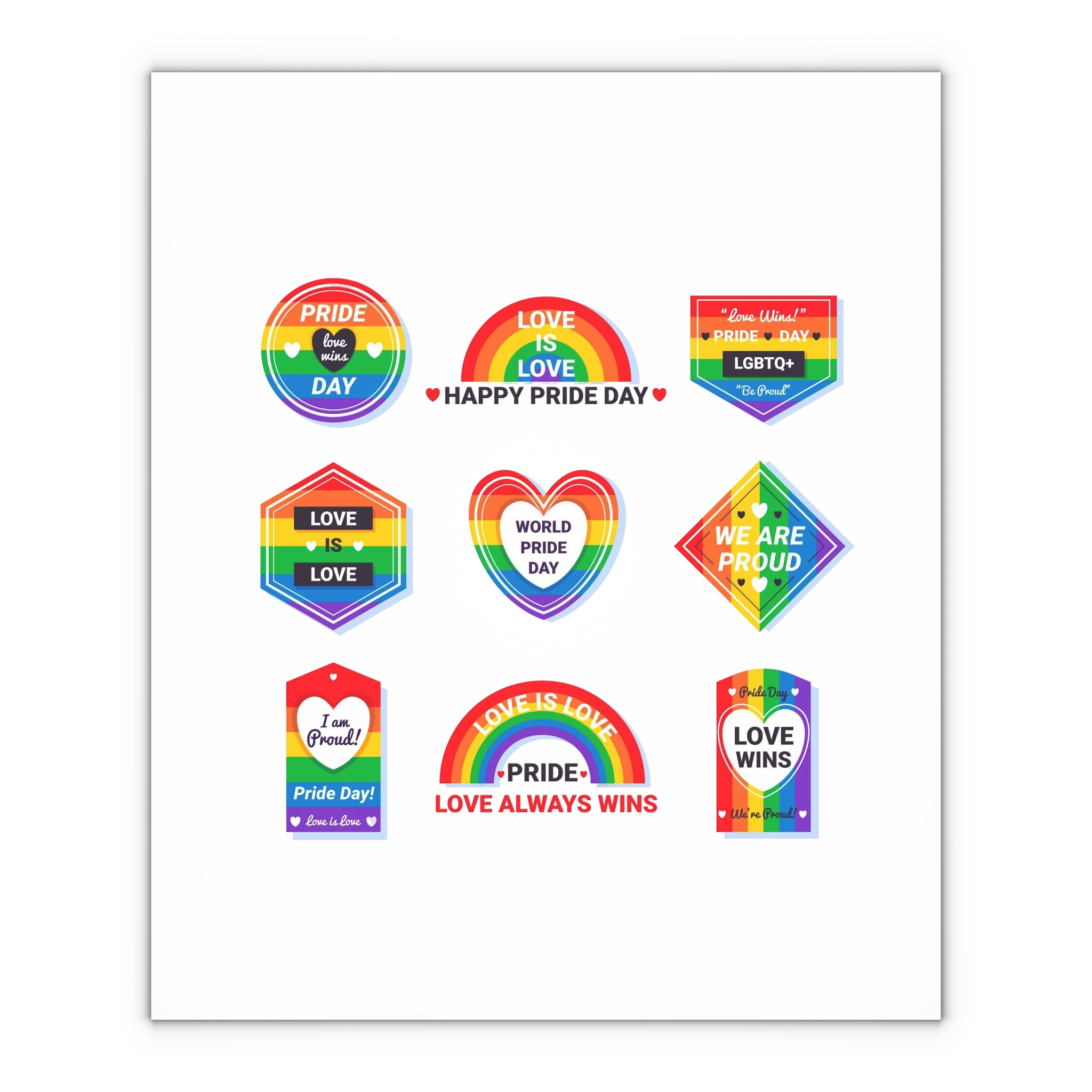Pride Day Labels Concept Gift Wrapping Paper Sheets 1pc - Image 4