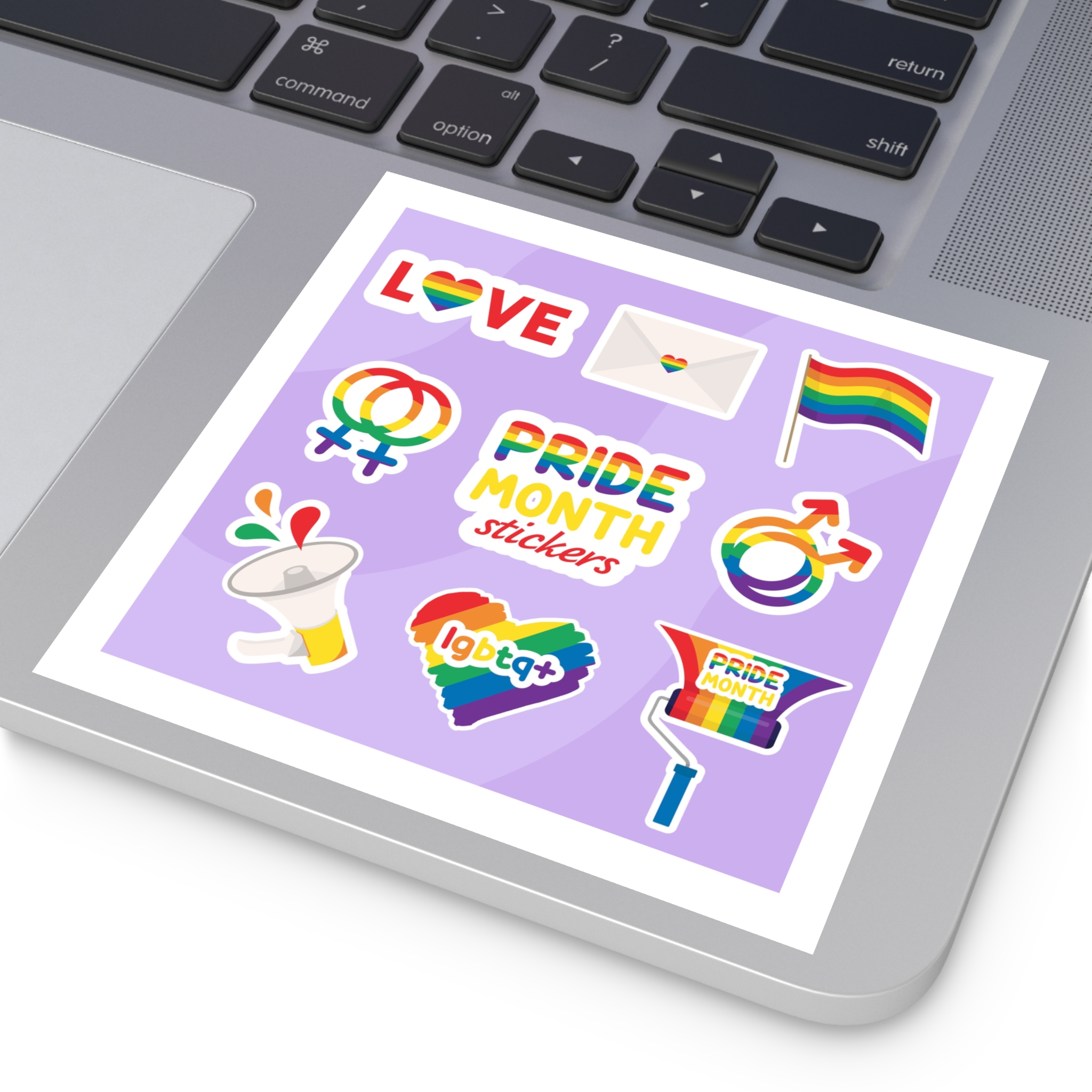 Pride Month Stickers Lgbtq Rainbow Flag Cute Flat Illustrations Laminate Stickers Square - Image 43