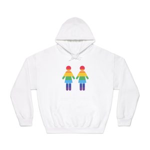 Lgbt Pride Two Lesbians Vector Icon Rainbow Colors Vector Illustration Unisex Dryblend Hooded Sweatshirt