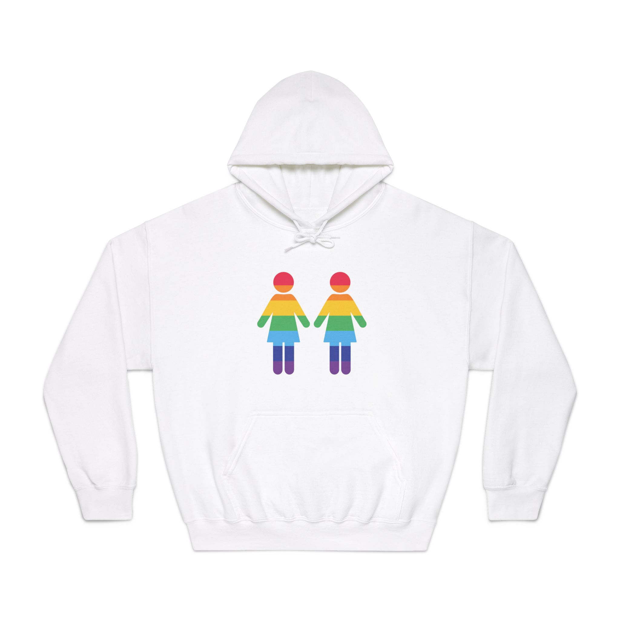 Lgbt Pride Two Lesbians Vector Icon Rainbow Colors Vector Illustration Unisex Dryblend Hooded Sweatshirt