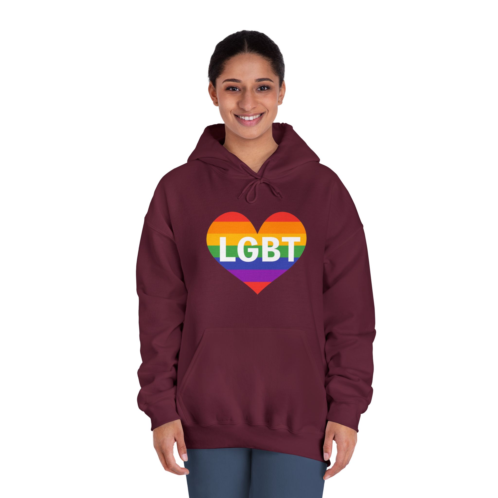 Lgbt Rainbow Colors Heart Mark Lgbt Letters Unisex Dryblend Hooded Sweatshirt - Image 20