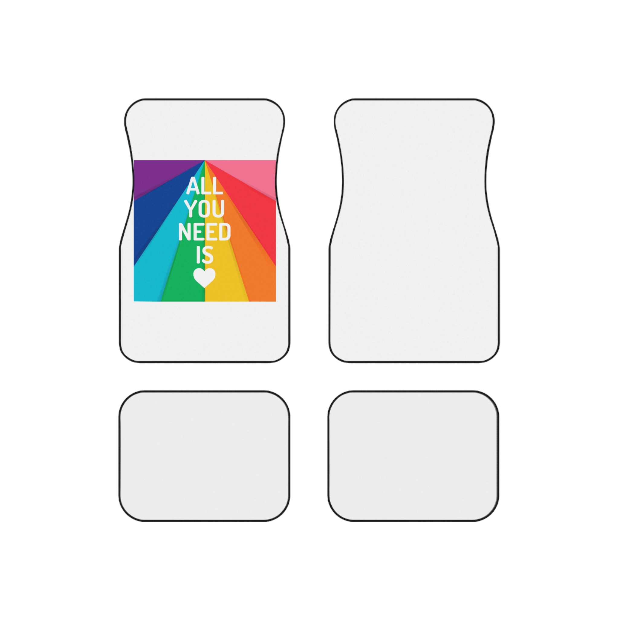 Rainbow Colored Background With All You Need Is Love Concept Pride Month Car Mats Set Of 4