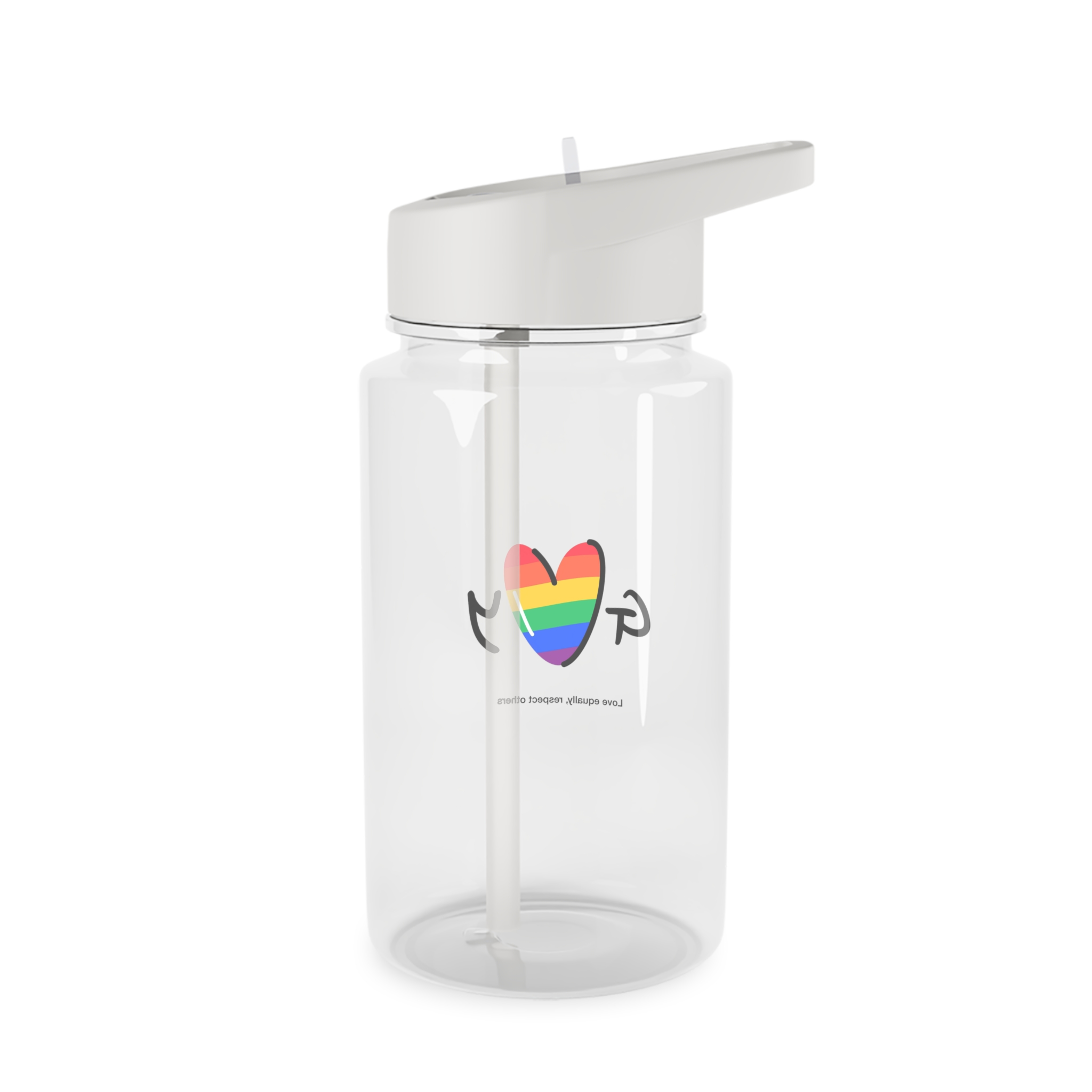 Love Letter Pride Rainbow Lettering Text Writing Pattern Freedom Love Heart Homo Colors Flag Parade Tritan Water Bottle - Image 2