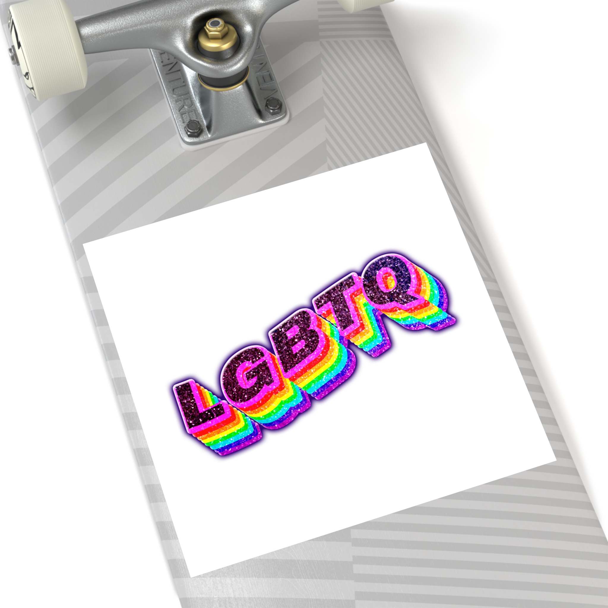 Lgbtq Rainbow 3d Png Typography Laminate Stickers Square - Image 60