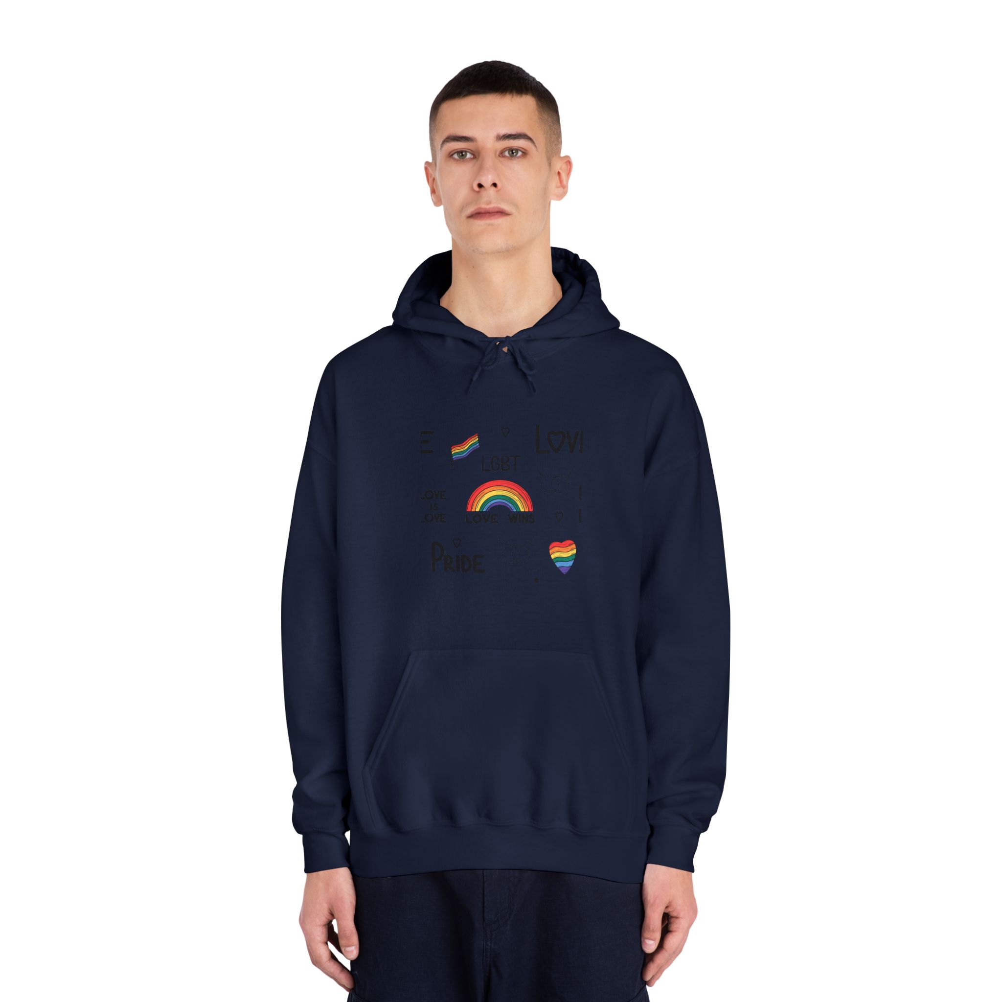 Lgbtq Pride Seamless Illustration Rainbow Hearts Love Symbols Unisex Dryblend Hooded Sweatshirt - Image 31