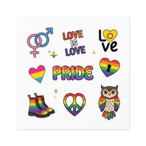 Pride Stickers Doodle Set Colorful Lgbtq Hand Drawn Icons Pack Laminate Stickers Square