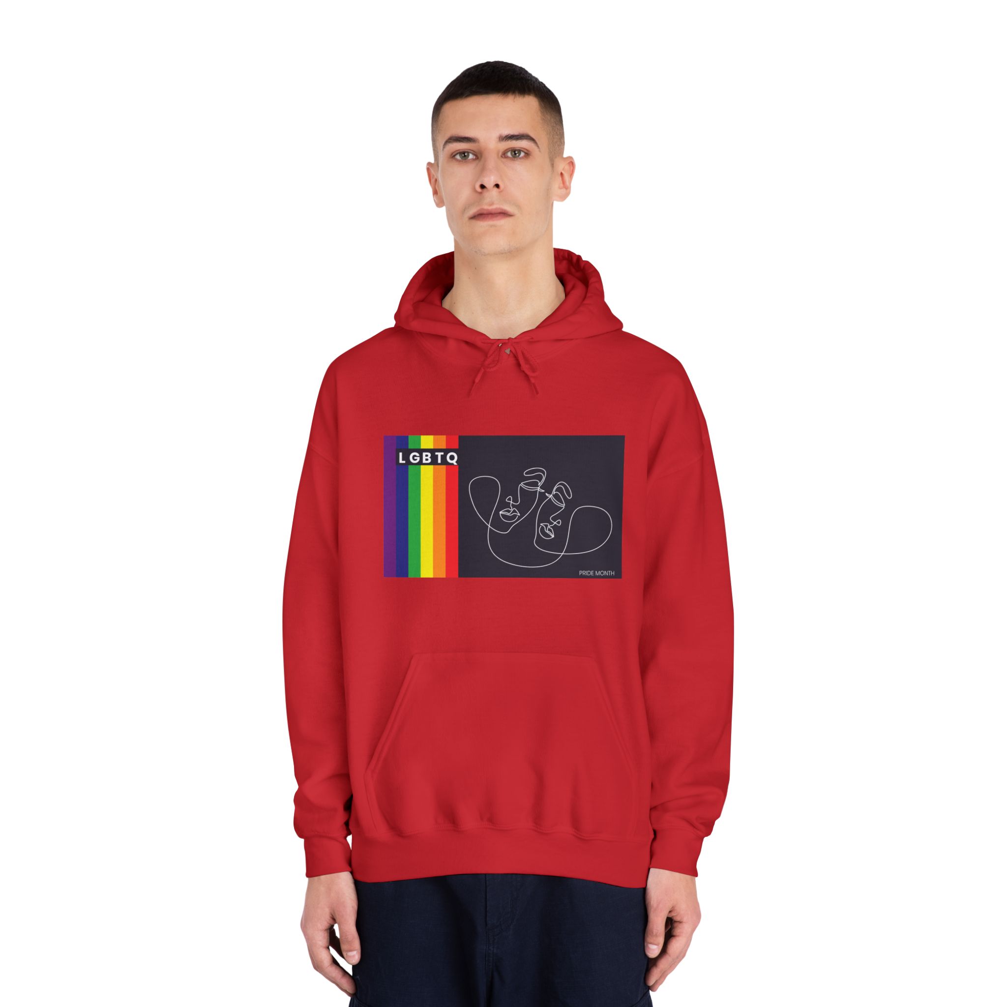 Lgbtq Pride Month Color Flag Dark Background With Female Couple Line Are Vector Illustration Unisex Dryblend Hooded Sweatshirt - Image 35