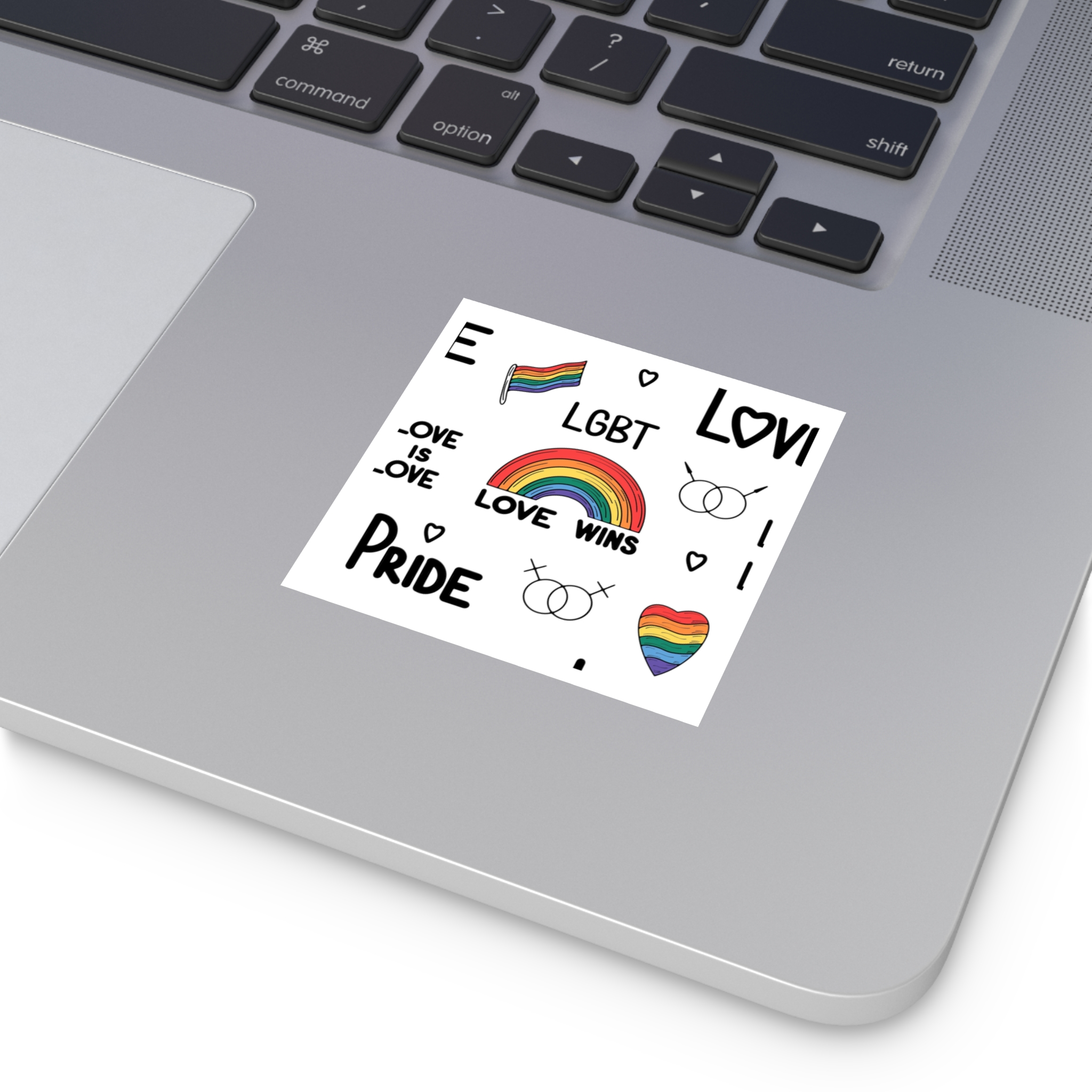 Lgbtq Pride Seamless Illustration Rainbow Hearts Love Symbols Laminate Stickers Square - Image 11