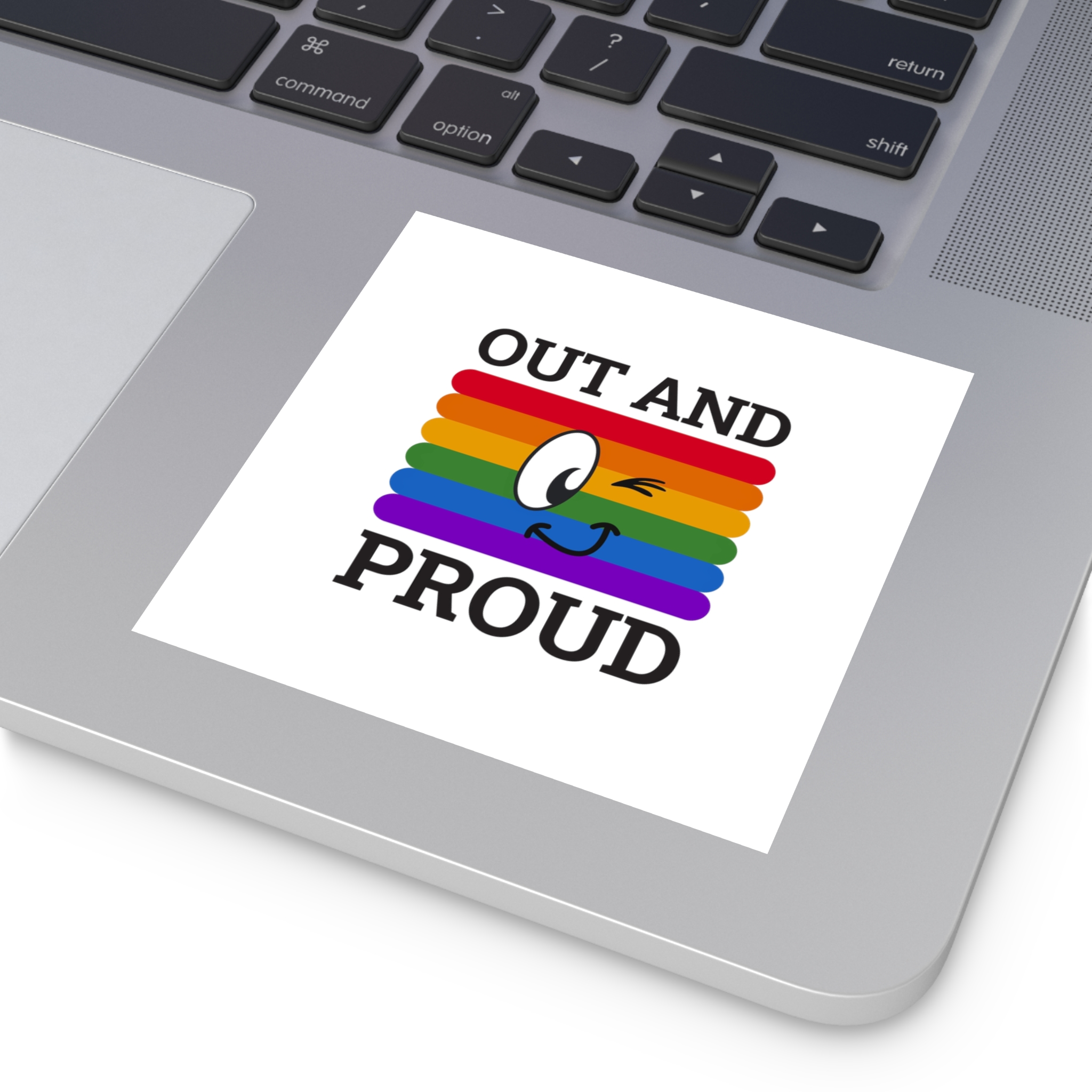 Out Proud Lgbtq Pride Month Quote Book Lover Rainbow Flag Hand Drawn Art White Background Laminate Stickers Square - Image 27