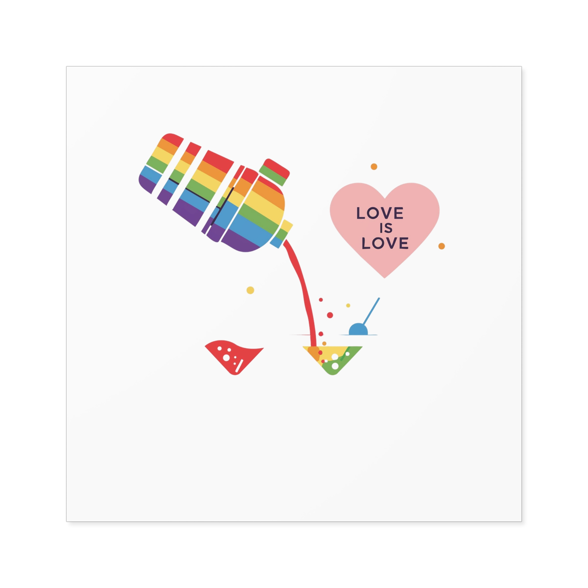 Rainbow Cocktail Shaker Pouring Drink With Heart Love Is Love Illustration Vector Laminate Stickers Square - Image 37