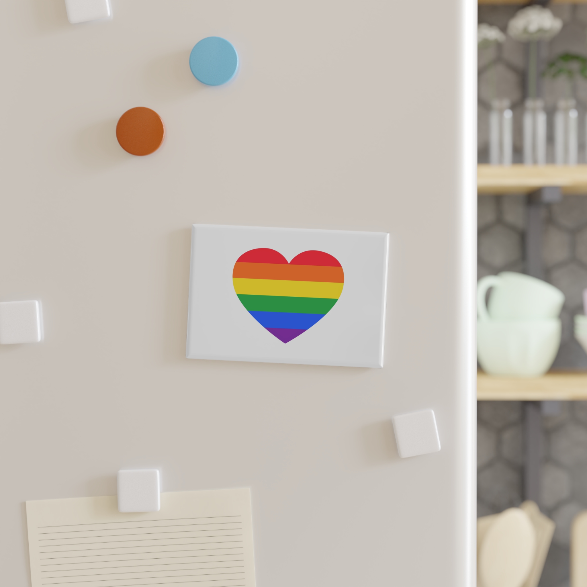Gay Pride Flat Heart Shape Button Magnet Rectangle 1 And 10 Pcs - Image 3