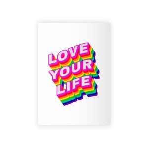 Rainbow Word Love Your Life Typography Design Element Gift Wrapping Paper Rolls 1pc