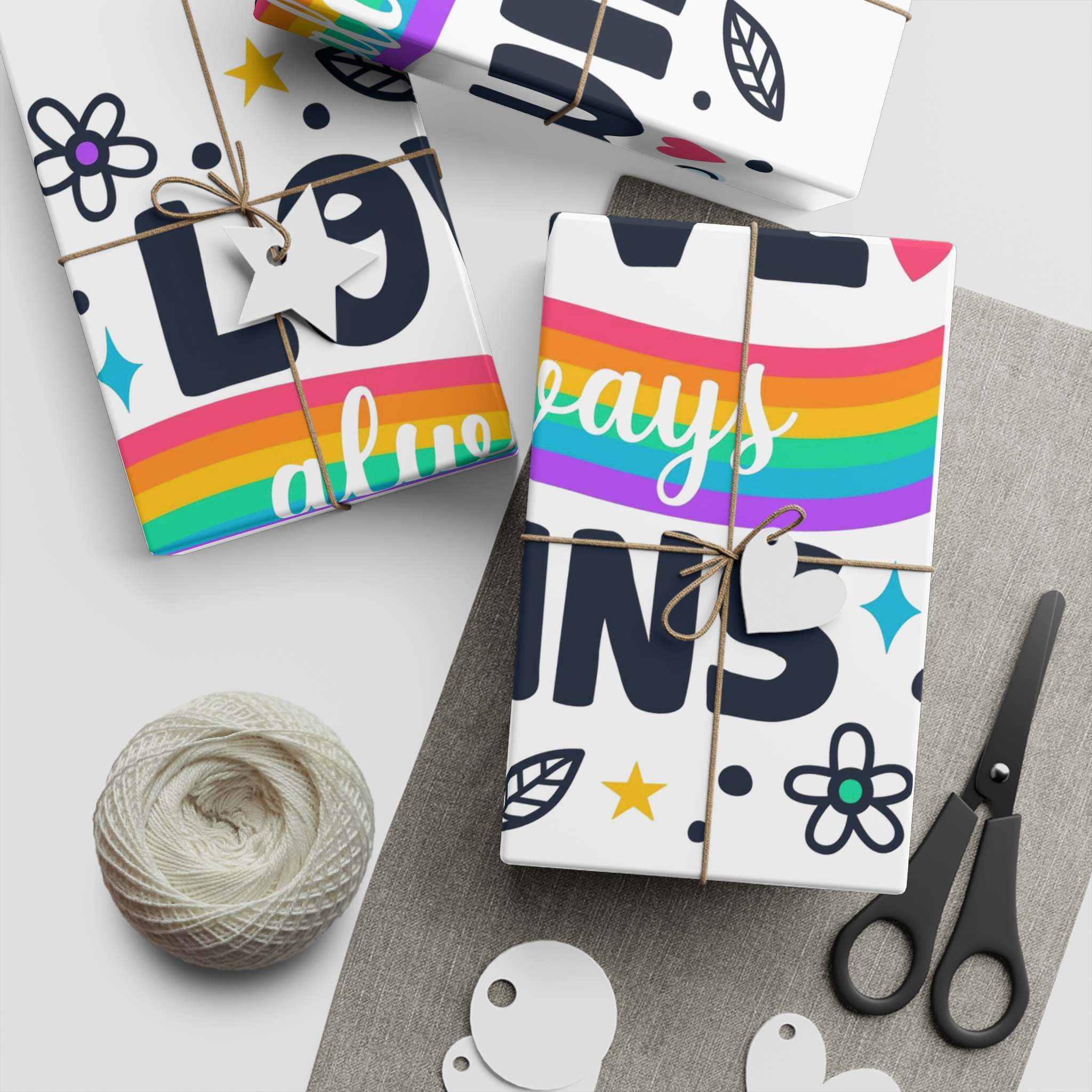 Pride Day Lettering Style Gift Wrapping Paper Sheets 1pc - Image 2