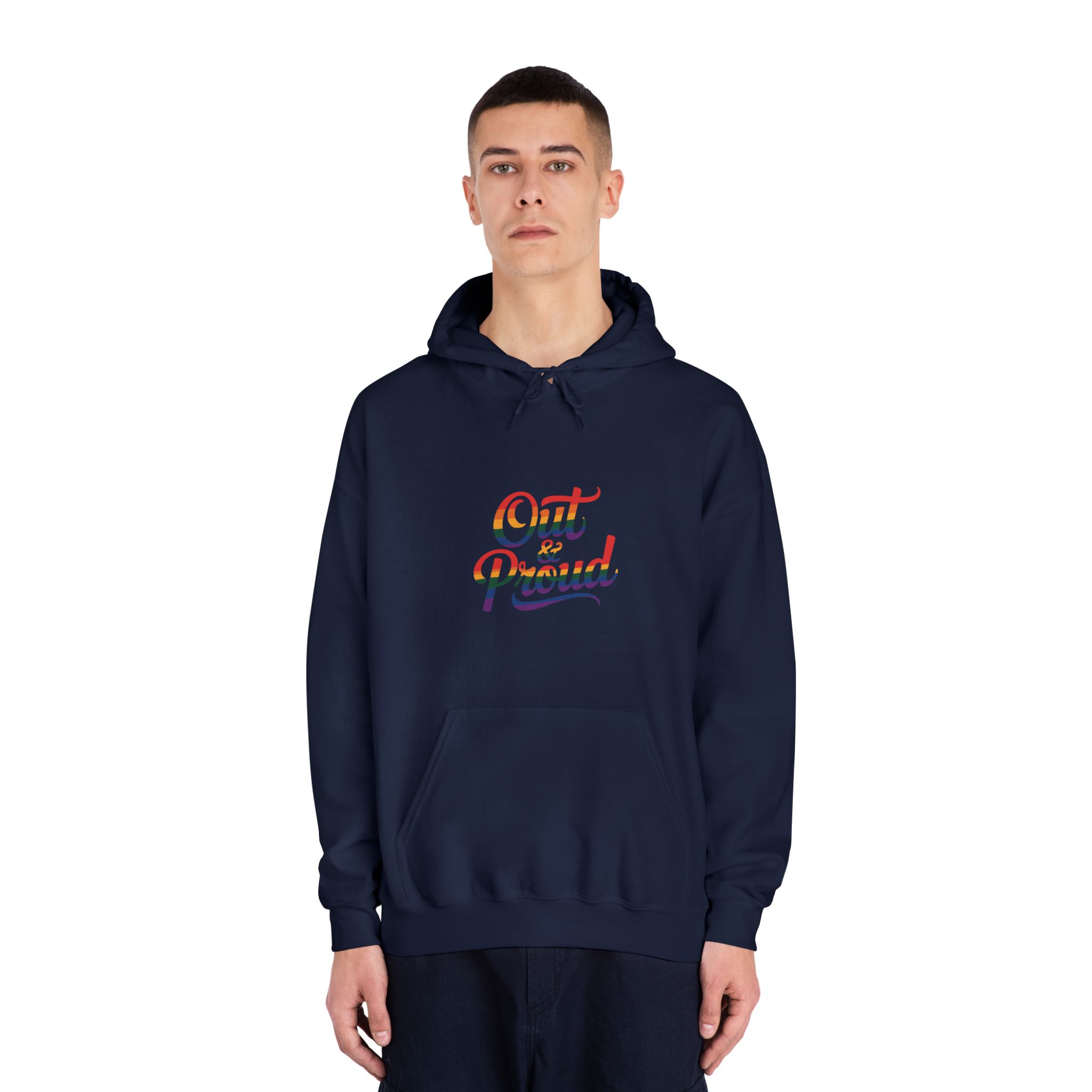 Out Proud T Shirt Design Isolated White Background Unisex Dryblend Hooded Sweatshirt - Image 31