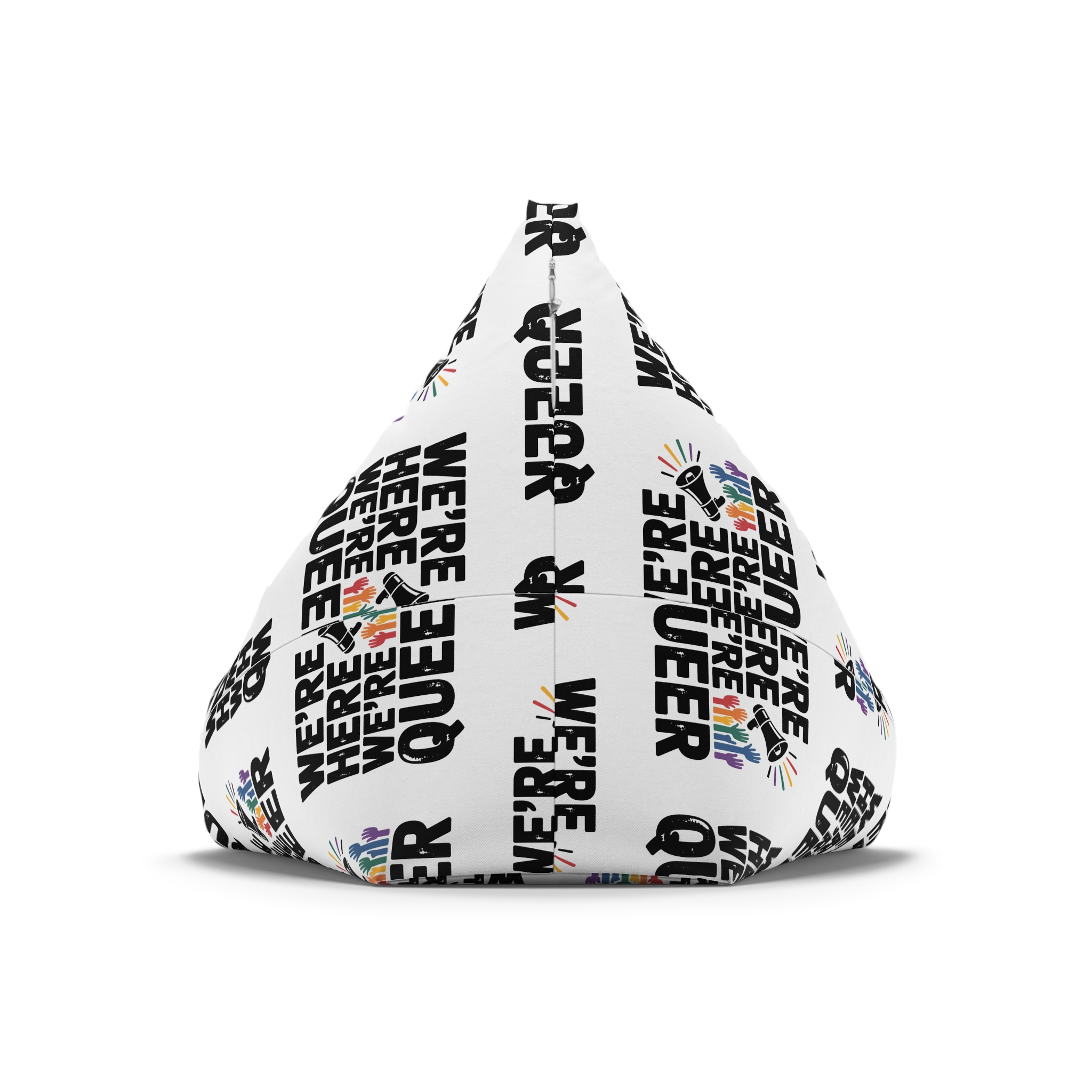 Were Here Were Queer T Shirt Design Isolated White Background Bean Bag Chair Cover - Image 6