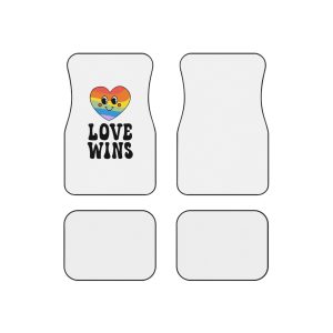 Vector Lgbt Groovy Love Wins Lettering Heart Car Mats Set Of 4