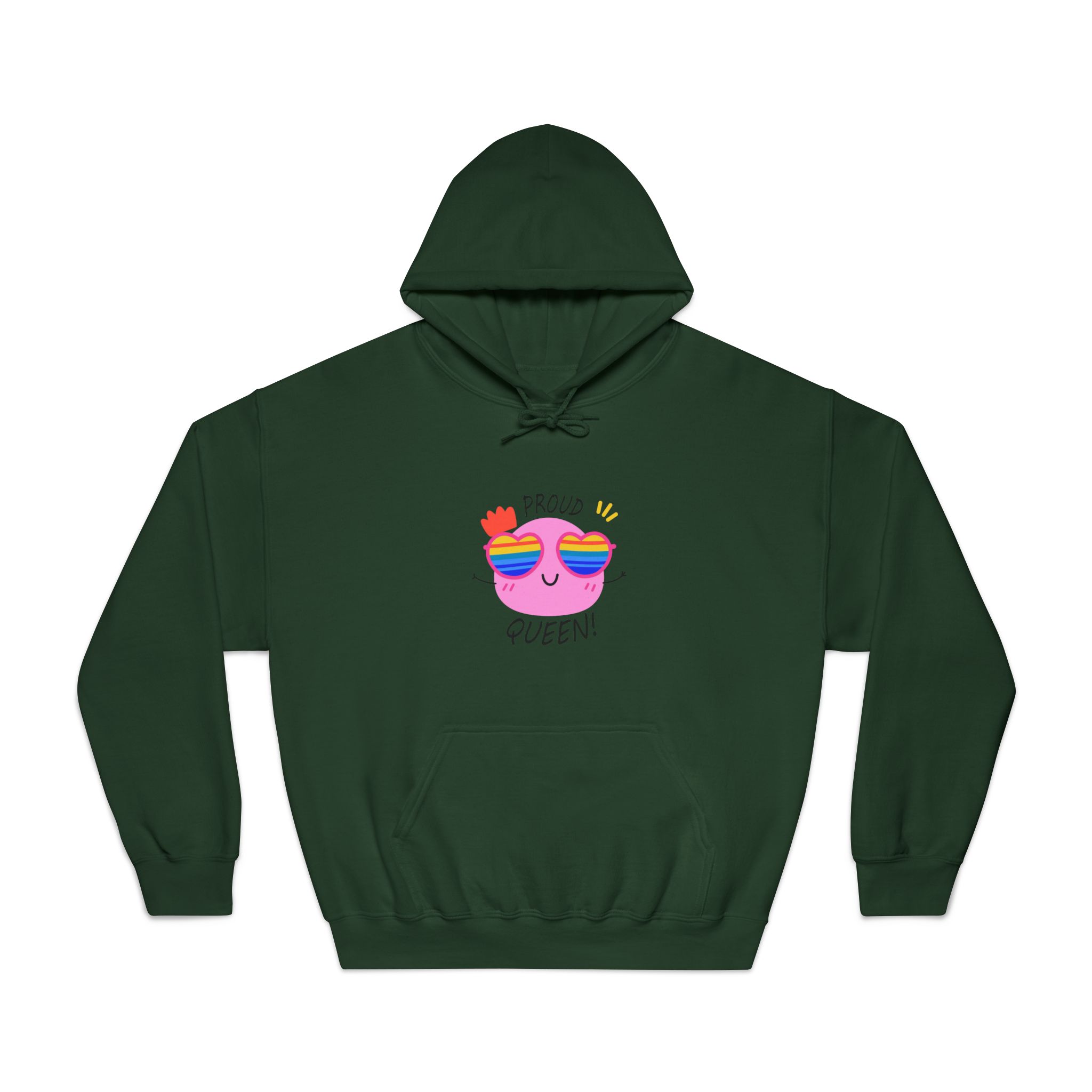 Pink Blob With Rainbow Heart Sunglasses Saying Proud Queen Flat Sticker Unisex Dryblend Hooded Sweatshirt - Image 21