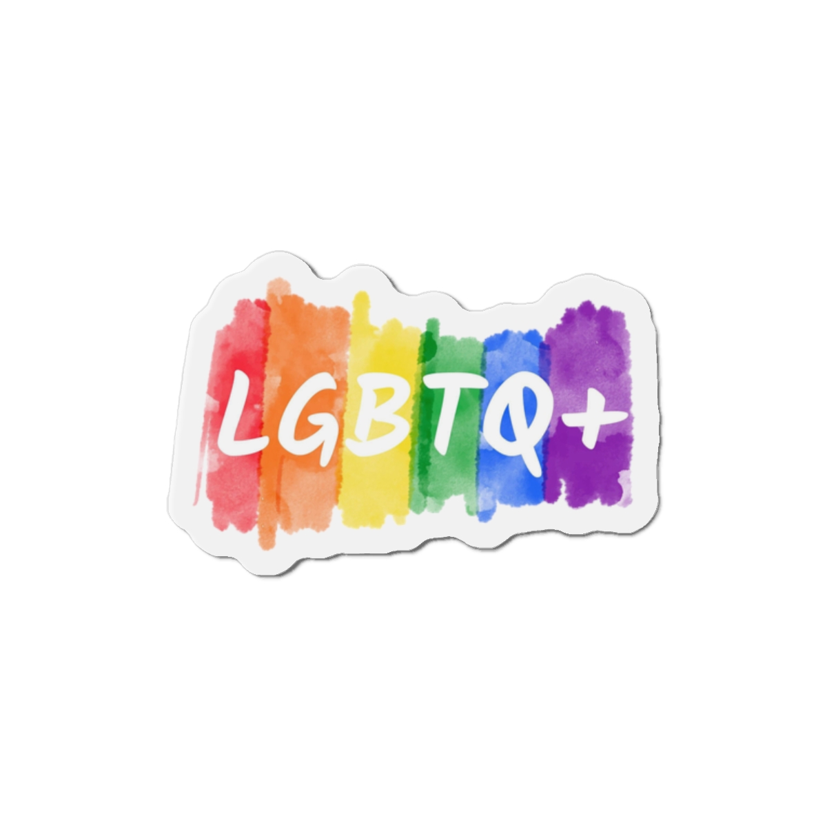 Lgbtq Logo Lettering Text Vector Rainbow Watercolor Paint Textured Colorful Stripes Die Cut Magnets