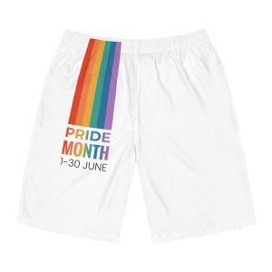 Lgbtq Pride Month Vertical Banner Card Poster Template With Rainbow Gay Parade Celebration Vector Mens Board Shorts Aop