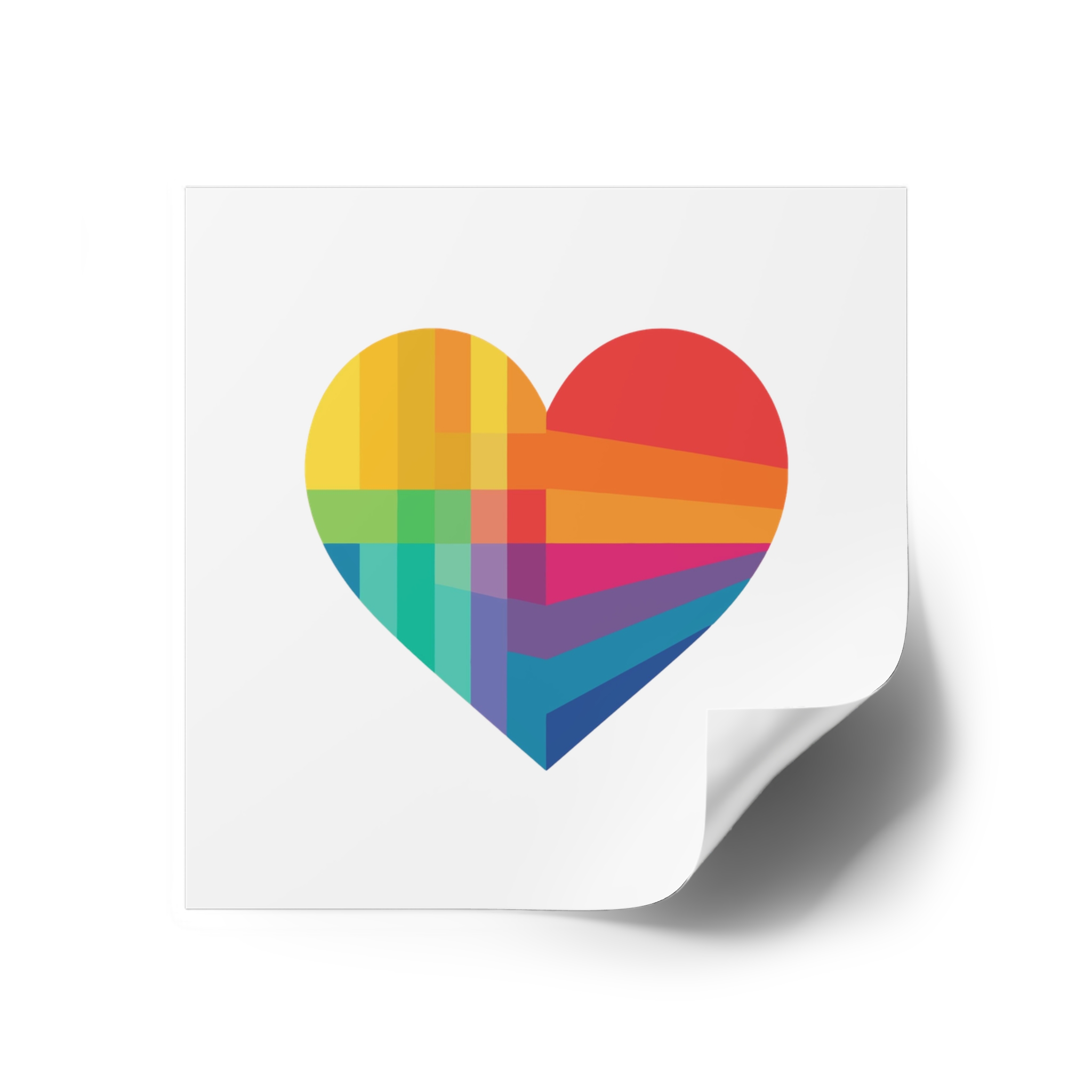 Heart Shape Rainbow Colors Laminate Stickers Square - Image 18