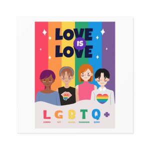 Lgbtq Pride Month Poster Vector With Diverse Characters Rainbow Celebrate Love Inclusivity Laminate Stickers Square