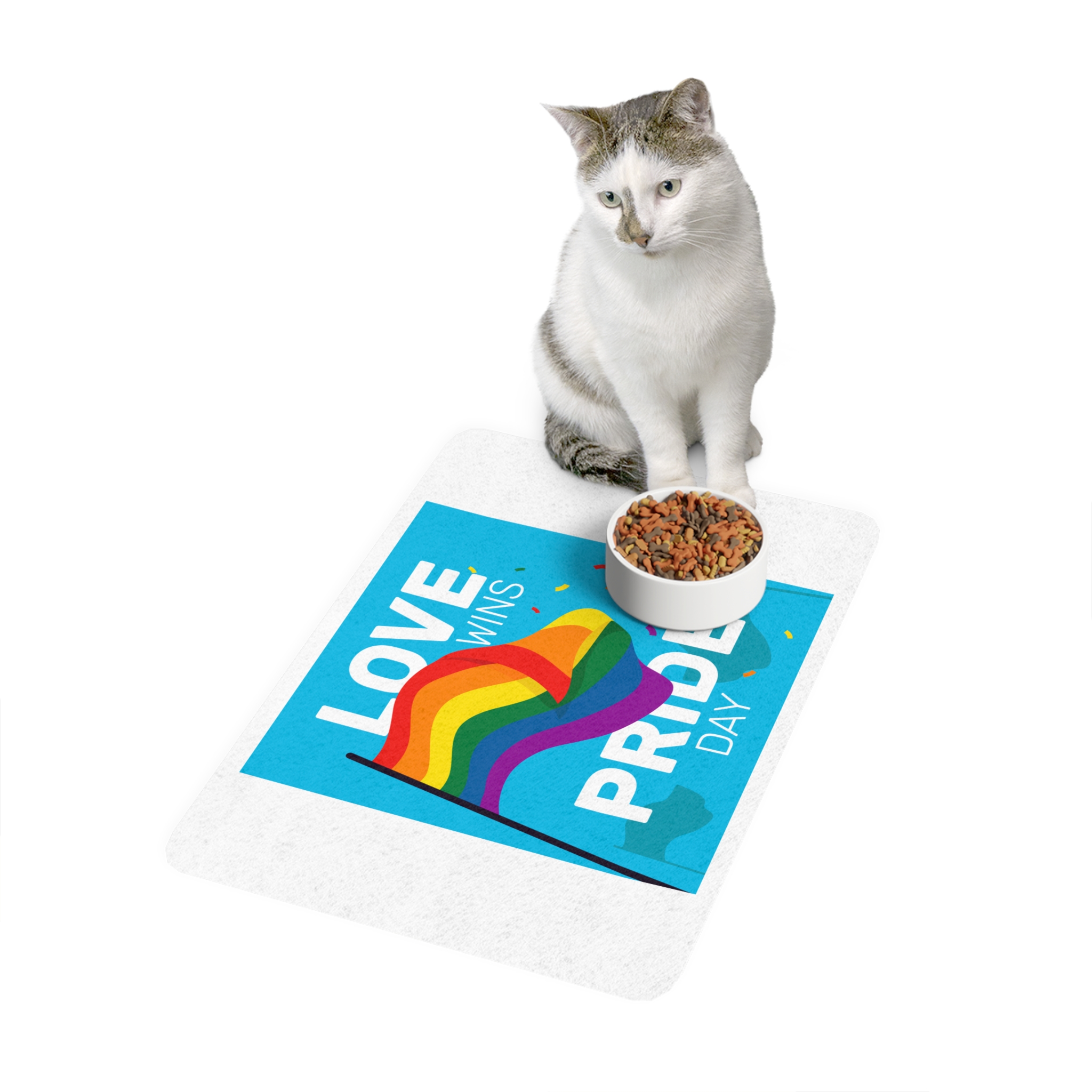 Pride Day Event With Rainbow Flag Pet Food Mat 12x18 - Image 3