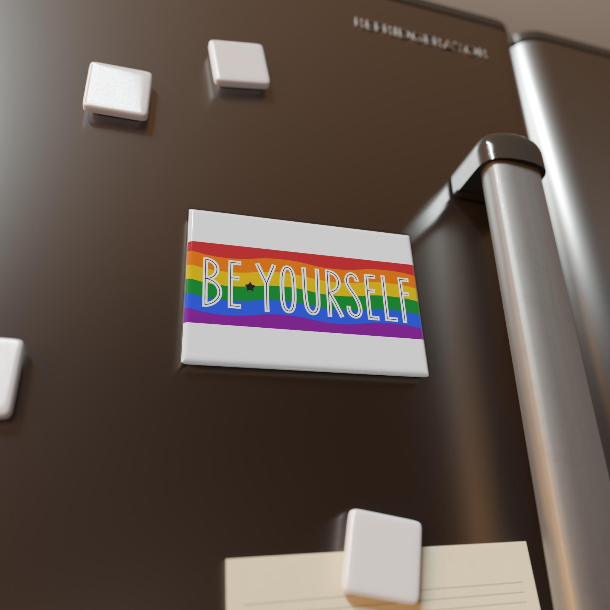 Be Yourself Phrase With Lgbtqia Flag Background Button Magnet Rectangle 1 And 10 Pcs - Image 4