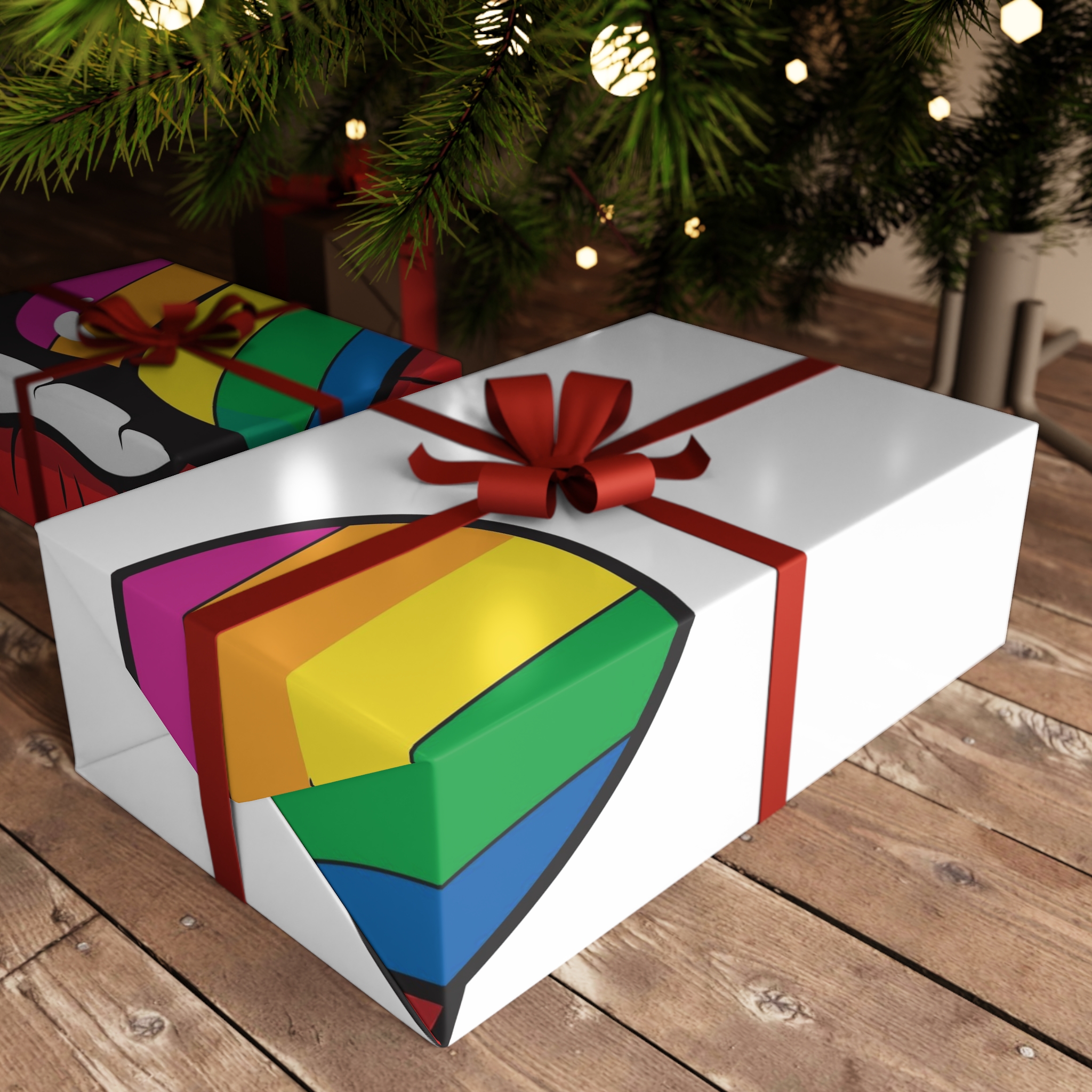 Pop Art Illustration Open Red Lips With Long Colorful Rainbow Tongue Sticking Out Now Gift Wrapping Paper Sheets 1pc - Image 3