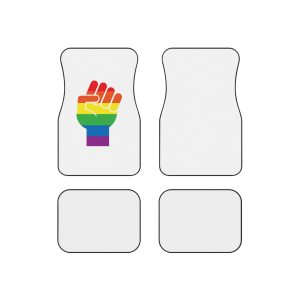Vector Lgbt Rainbow Flag Fist Isolated White Background Car Mats Set Of 4