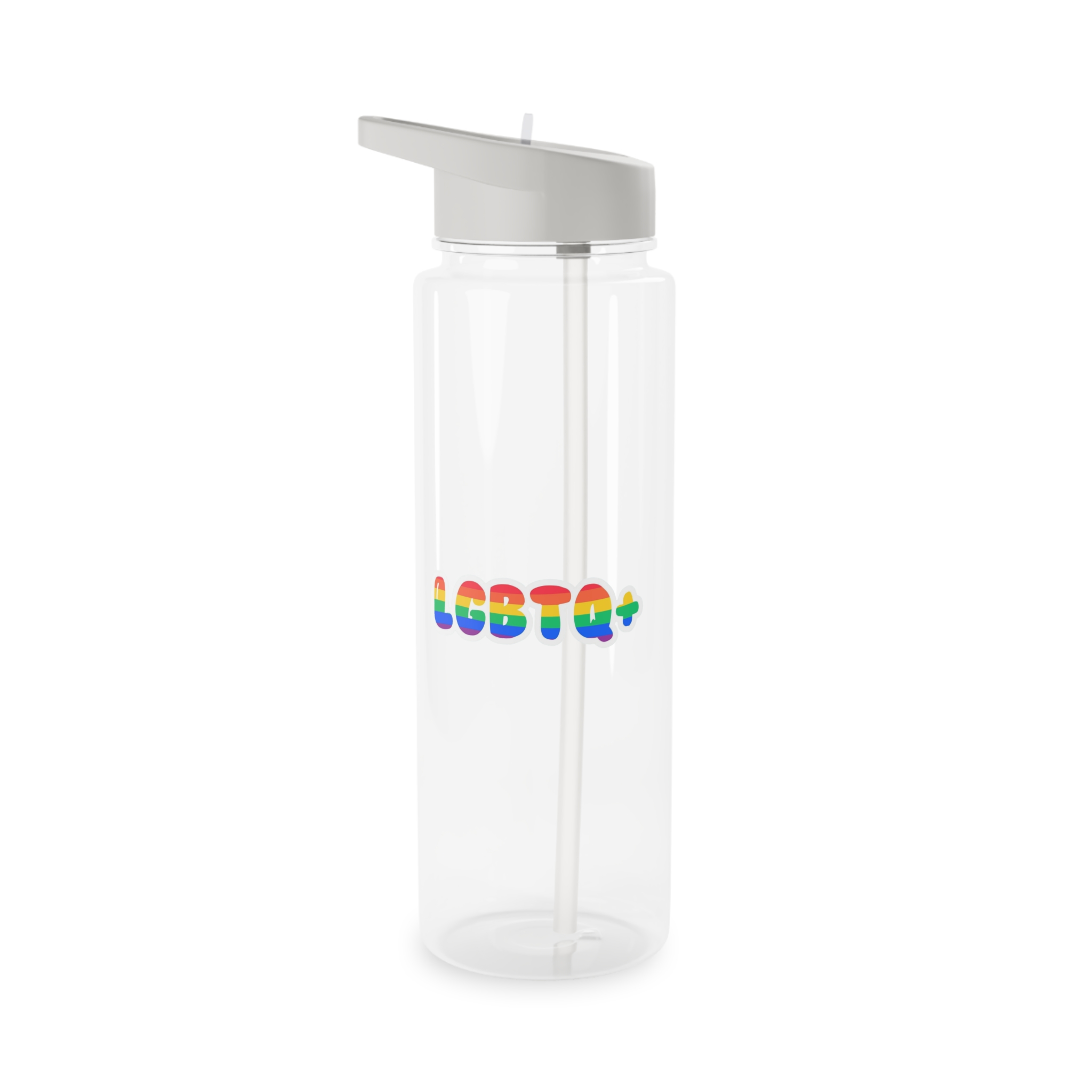 Pride Rainbow Lettering Text Writing Pattern Freedom Love Heart Homo Colors Flag Parade Lgbtq Flag W Tritan Water Bottle - Image 5