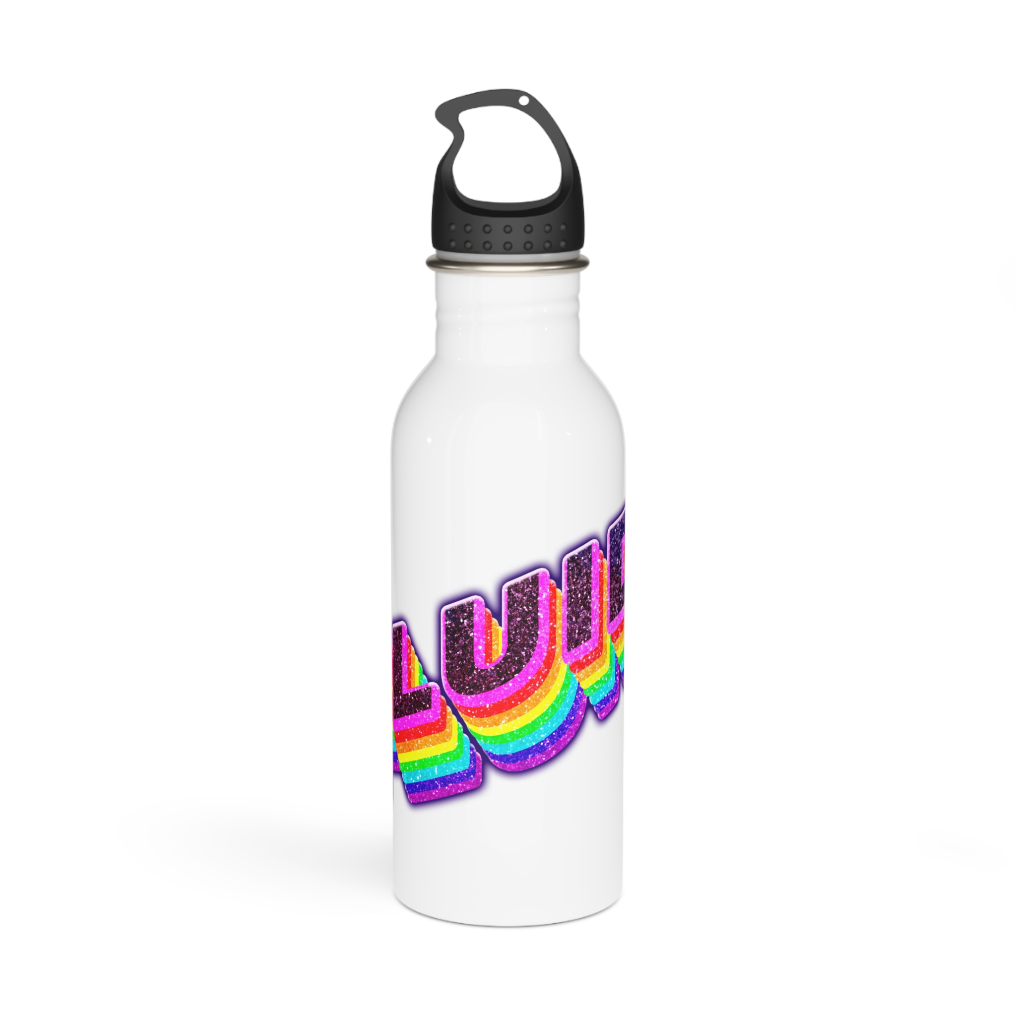 Fluid Word Png Rainbow Lettering Stainless Steel Water Bottle