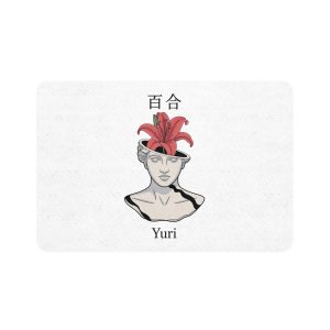 Yuri Broken Bust With Blooming Lily Pet Food Mat 12x18