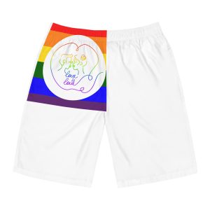 Poster With Kissing Woman Hand Lettering Love Is Love Theme Month Pride Lgbtq Love Background Mens Board Shorts Aop