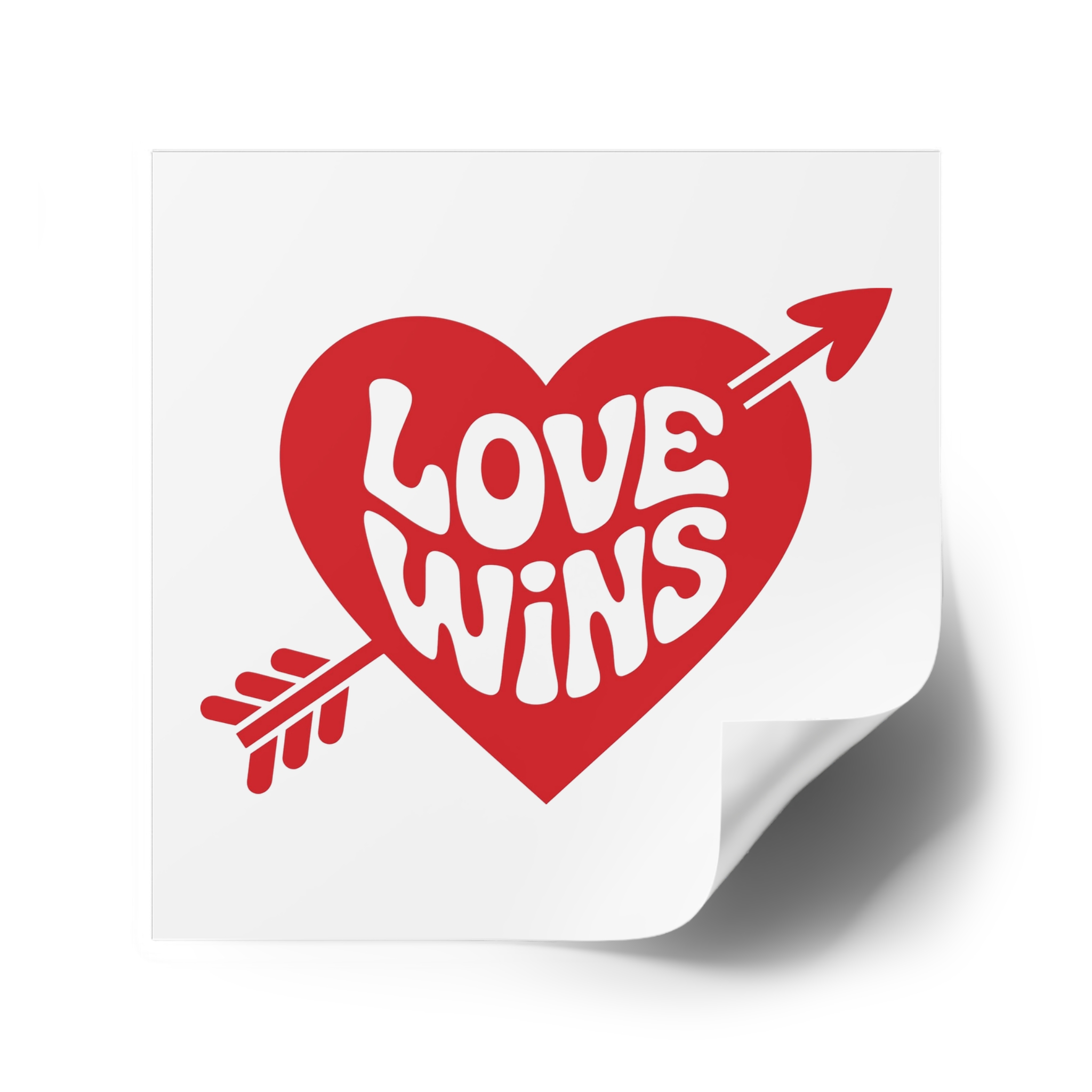 Love Wins Inscription Red Heart Pierced With Cupid39s Arrow Transparent Background Laminate Stickers Square - Image 34