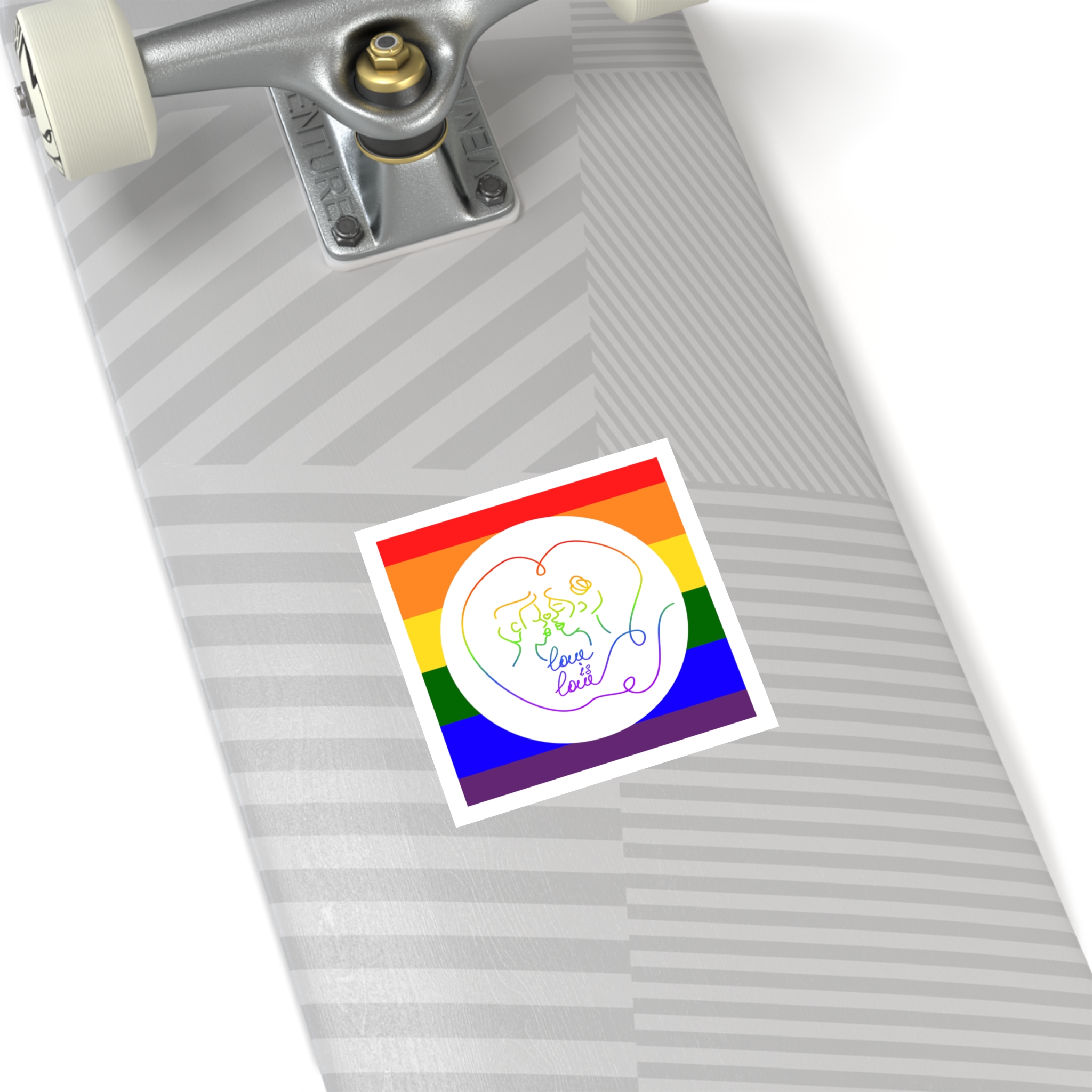 Poster With Kissing Woman Hand Lettering Love Is Love Theme Month Pride Lgbtq Love Background Laminate Stickers Square - Image 20