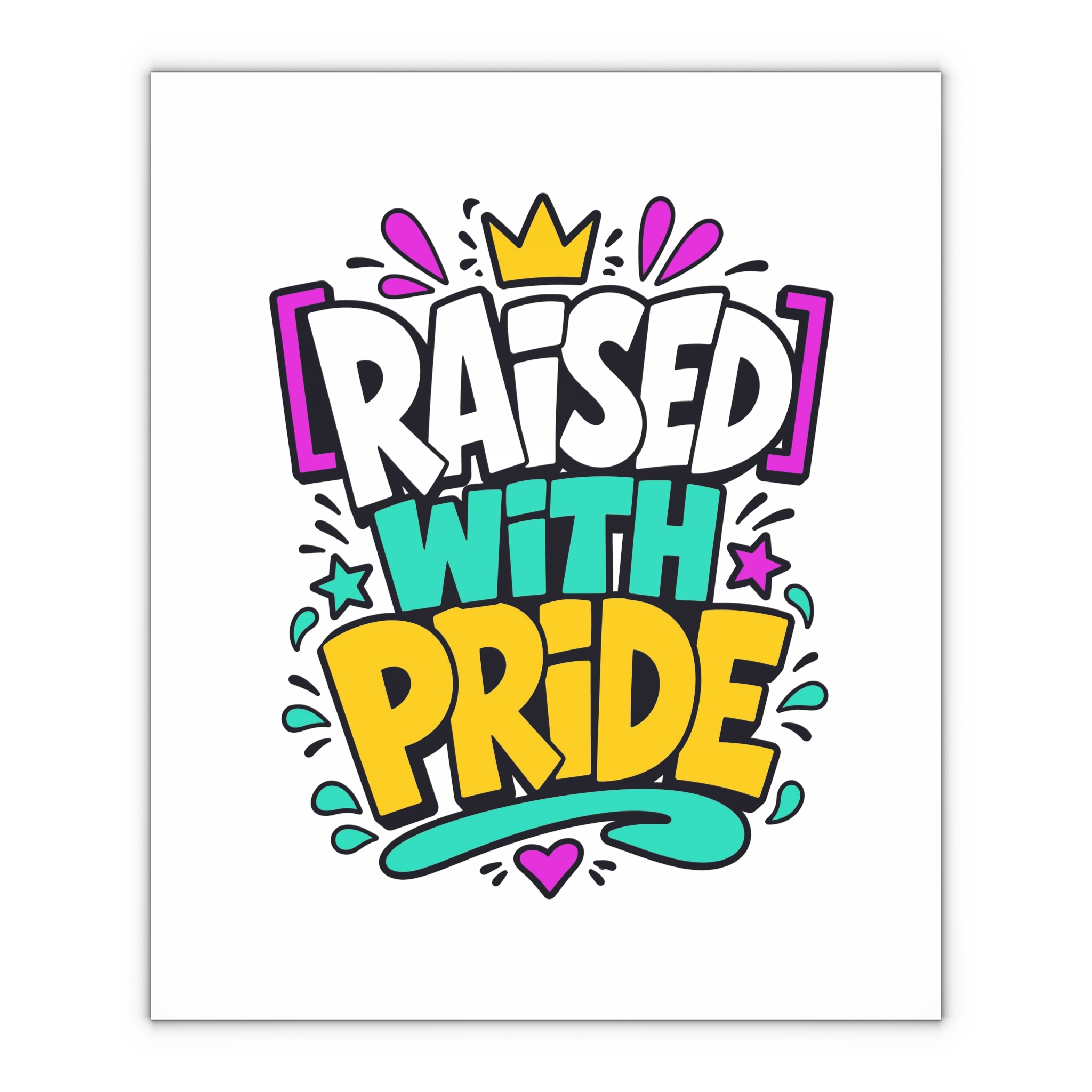 Raised With Pride Text Effect Gift Wrapping Paper Sheets 1pc - Image 4
