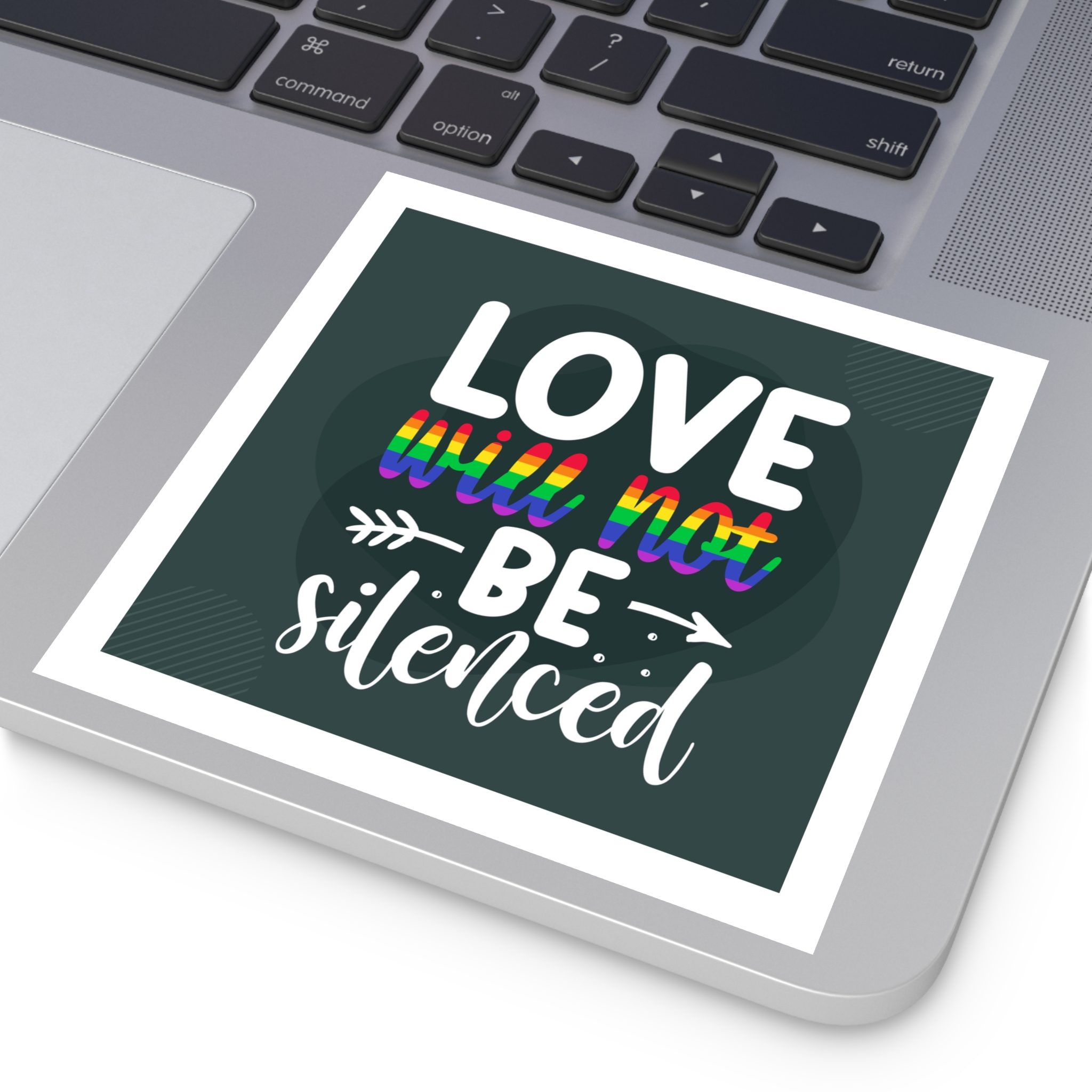 Love Will Be Silenced Premium Gay Pride Lettering Vector Design Laminate Stickers Square - Image 35