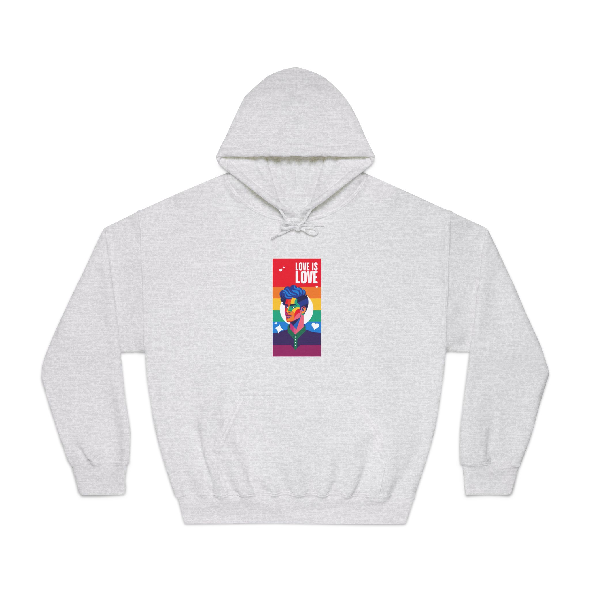 Poster Man With Rainbow Colored Face Rainbow Colored Background Unisex Dryblend Hooded Sweatshirt - Image 5