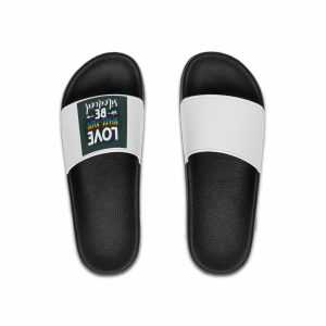 Love Will Be Silenced Premium Gay Pride Lettering Vector Design Mens Slide Sandals